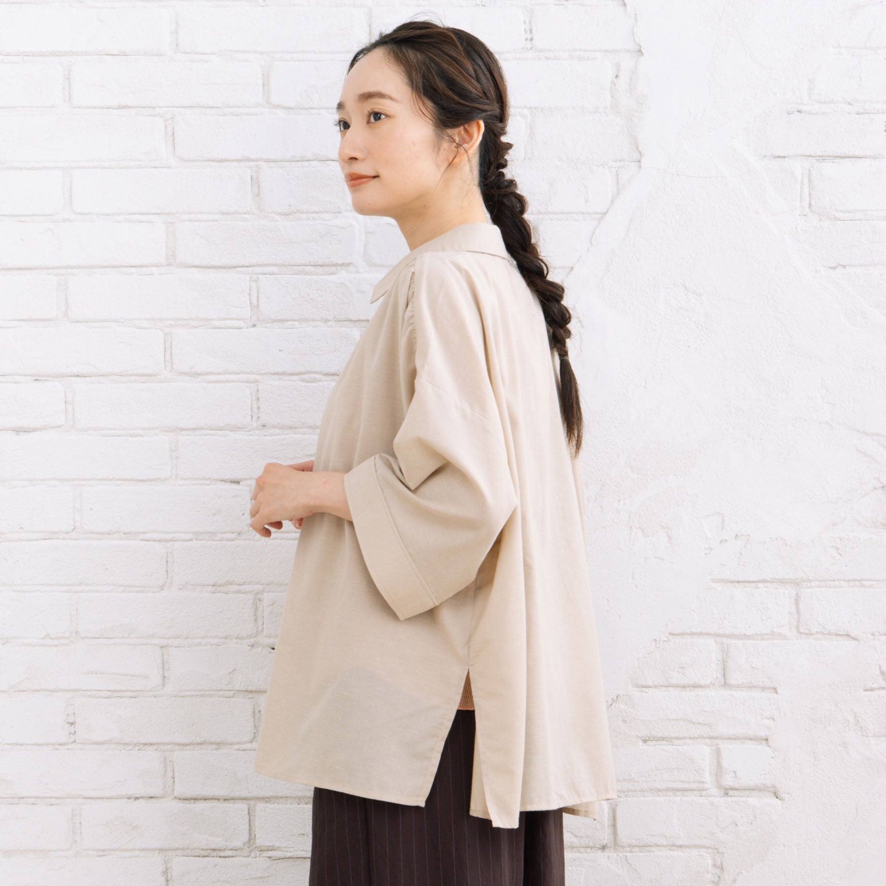 サブストリート マイスタンダード sabstreet my standard 【sabstreet bis】【web限定】15号(3L) 【接触冷感】スキッパーゆるシャツ （ライトグリーン） ライトグリーン