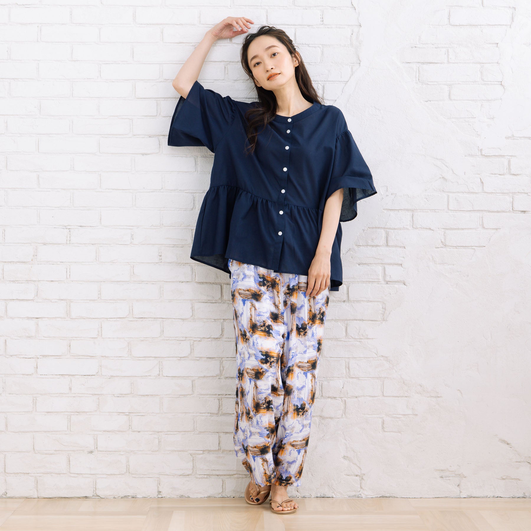 サブストリート マイスタンダード sabstreet my standard 【sabstreet bis】【web限定】15号(3L) 【接触冷感】フレアブラウス （チャコール） チャコール