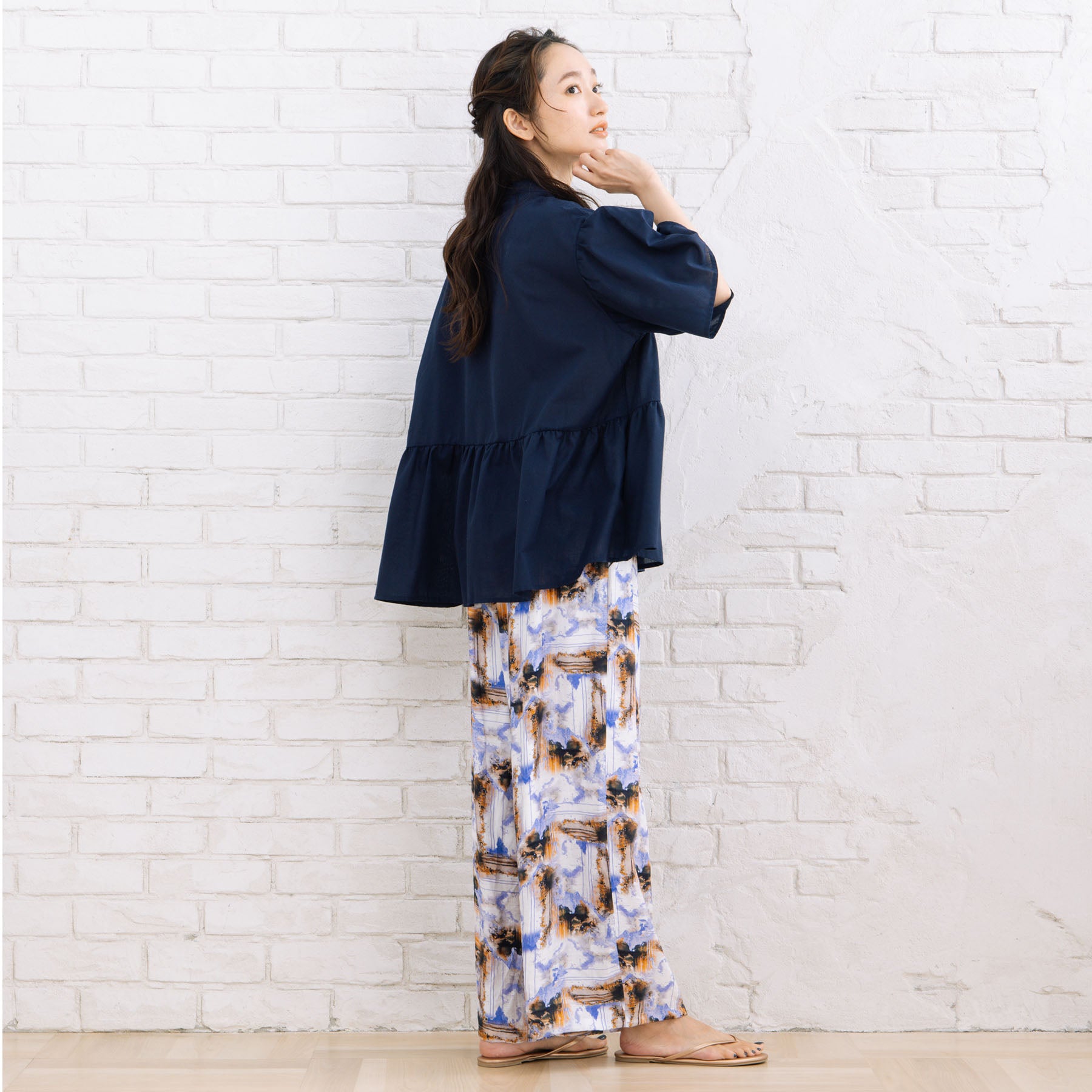 サブストリート マイスタンダード sabstreet my standard 【sabstreet bis】【web限定】15号(3L) 【接触冷感】フレアブラウス （チャコール） チャコール