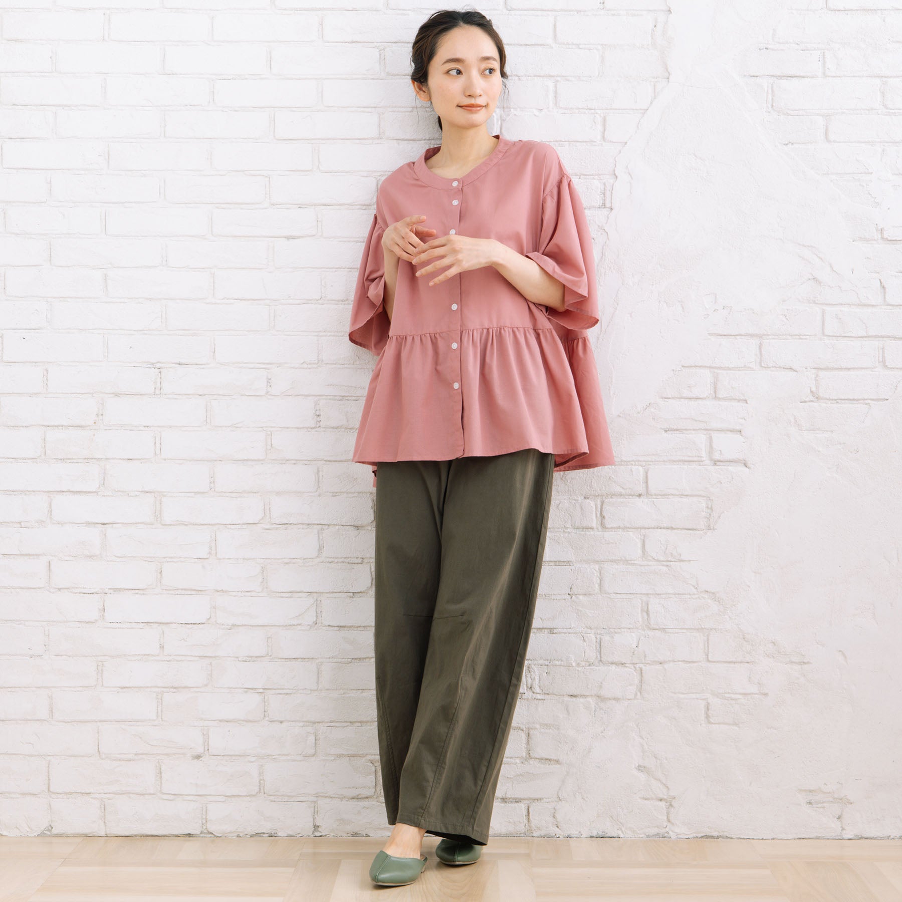 サブストリート マイスタンダード sabstreet my standard 【sabstreet bis】【web限定】15号(3L) 【接触冷感】フレアブラウス （チャコール） チャコール