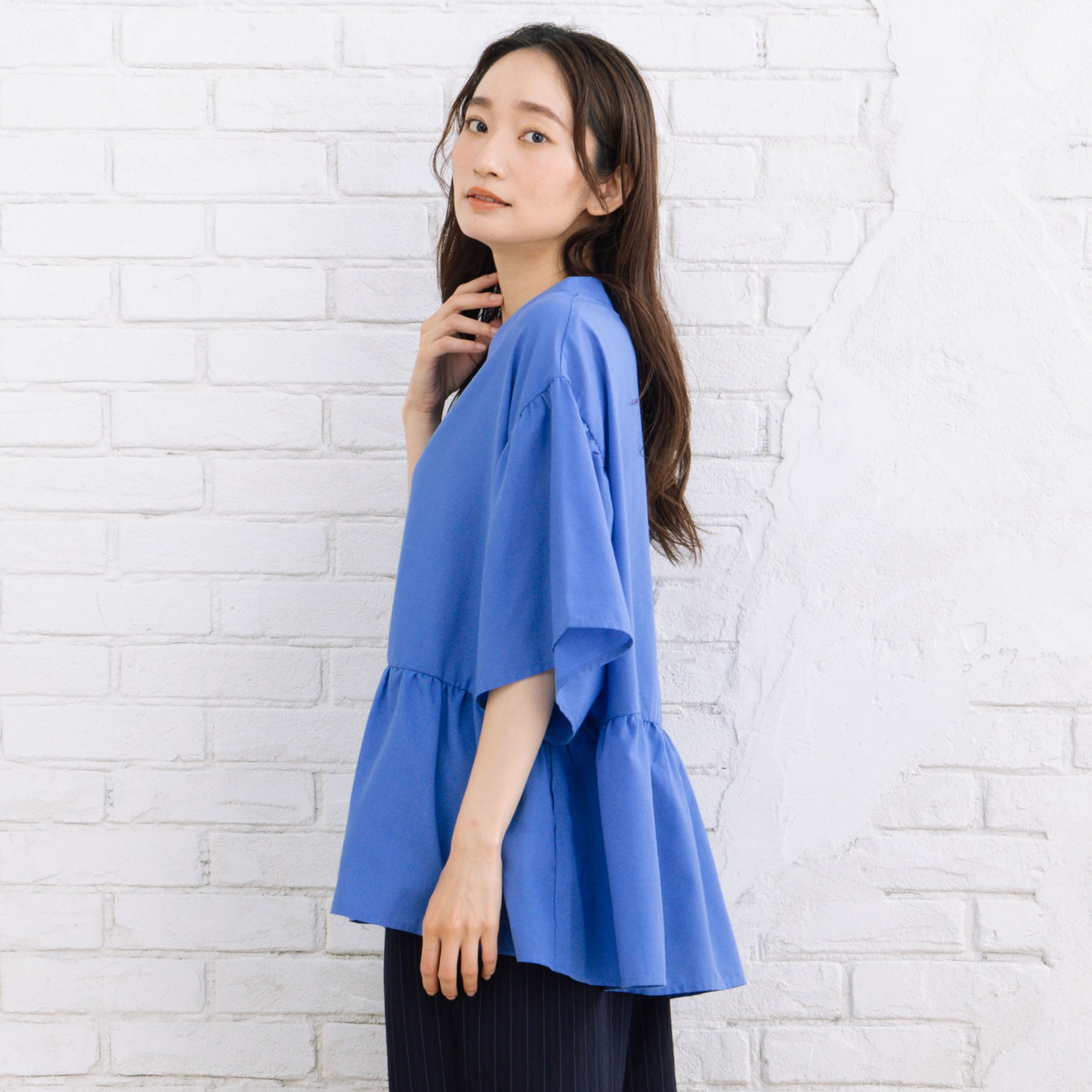 サブストリート マイスタンダード sabstreet my standard 【sabstreet bis】【web限定】15号(3L) 【接触冷感】フレアブラウス （チャコール） チャコール