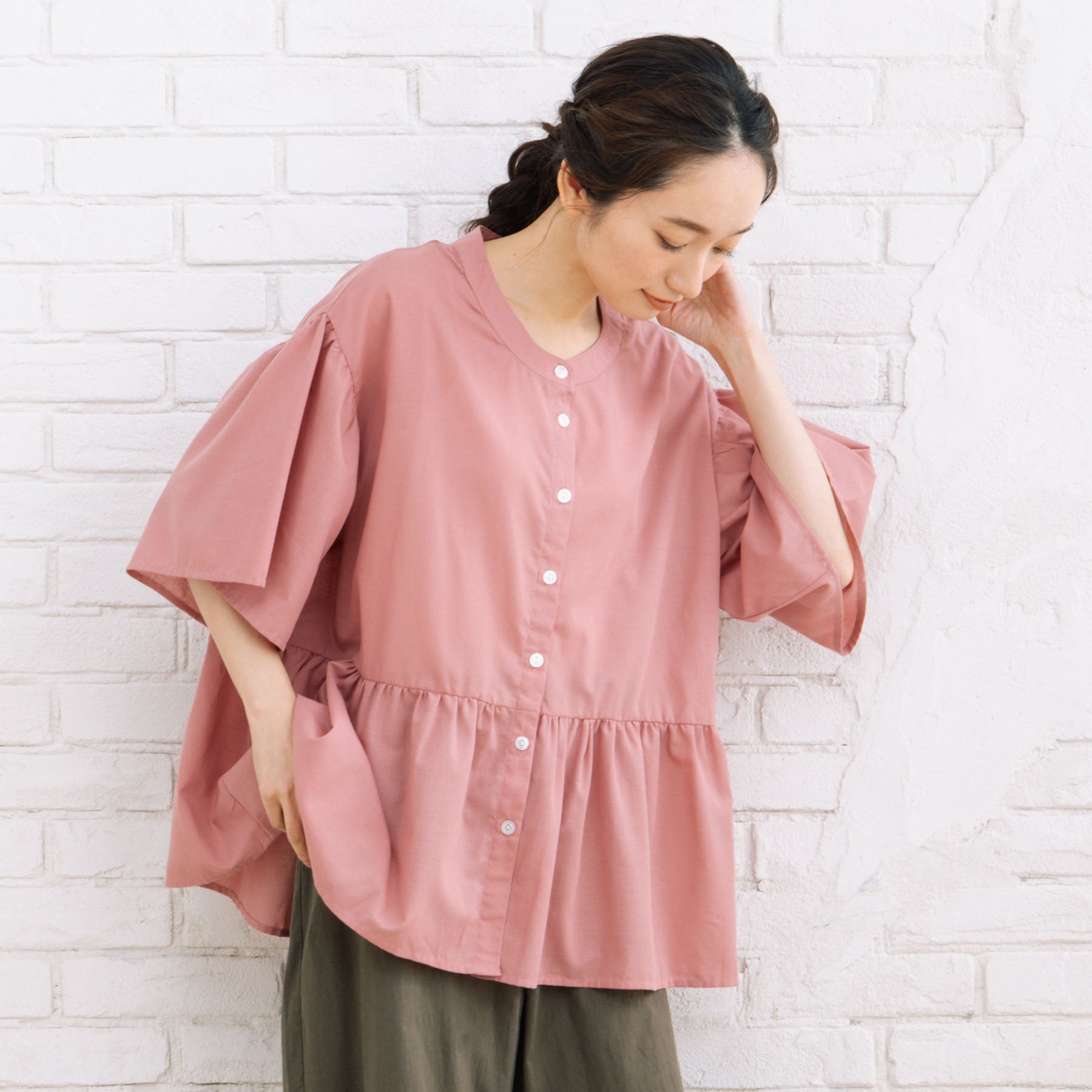 サブストリート マイスタンダード sabstreet my standard 【sabstreet bis】【web限定】15号(3L) 【接触冷感】フレアブラウス （ピンク） ピンク