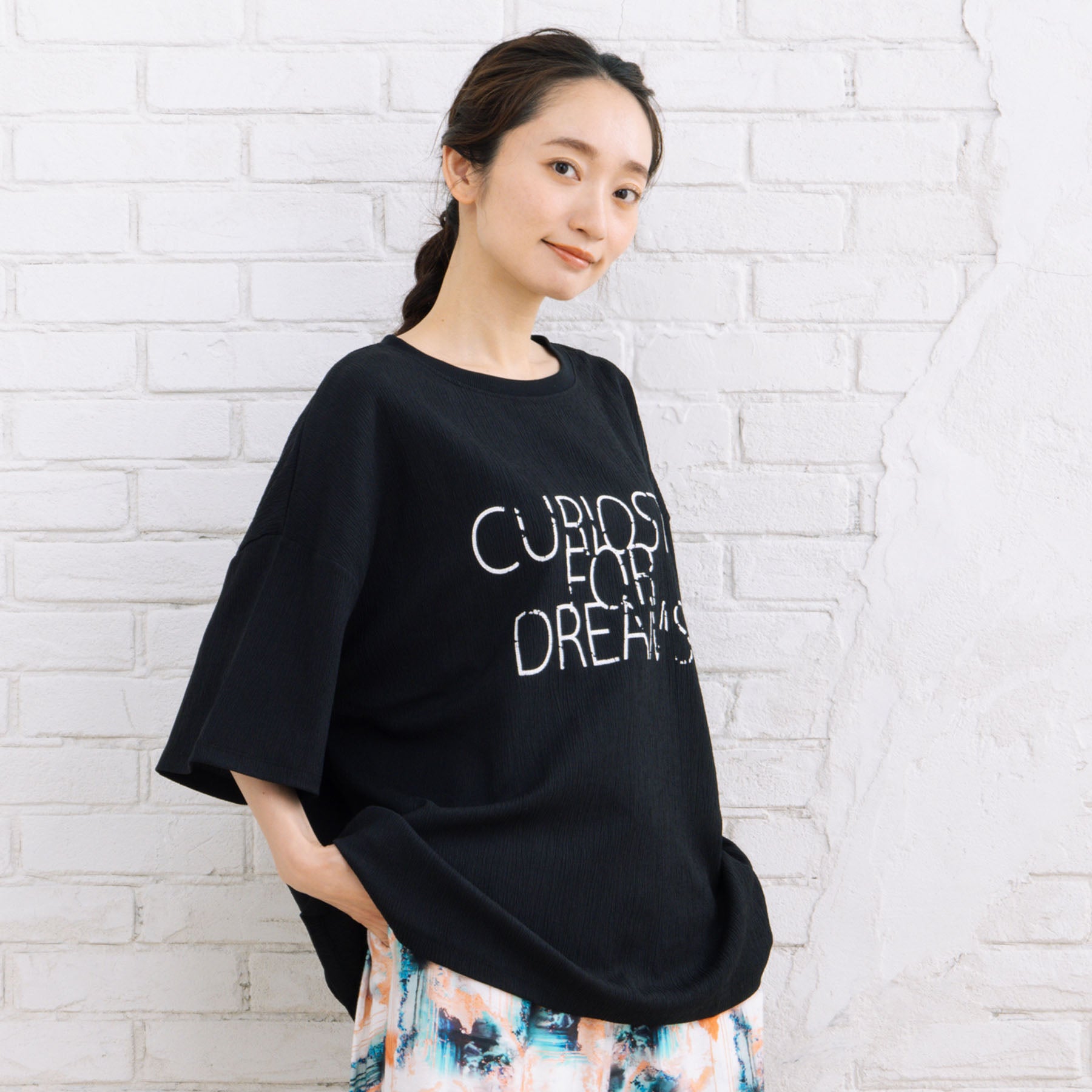 サブストリート マイスタンダード sabstreet my standard 【sabstreet bis】【web限定】15号(3L) 6分袖ロゴカットソー （ブラック） ブラック
