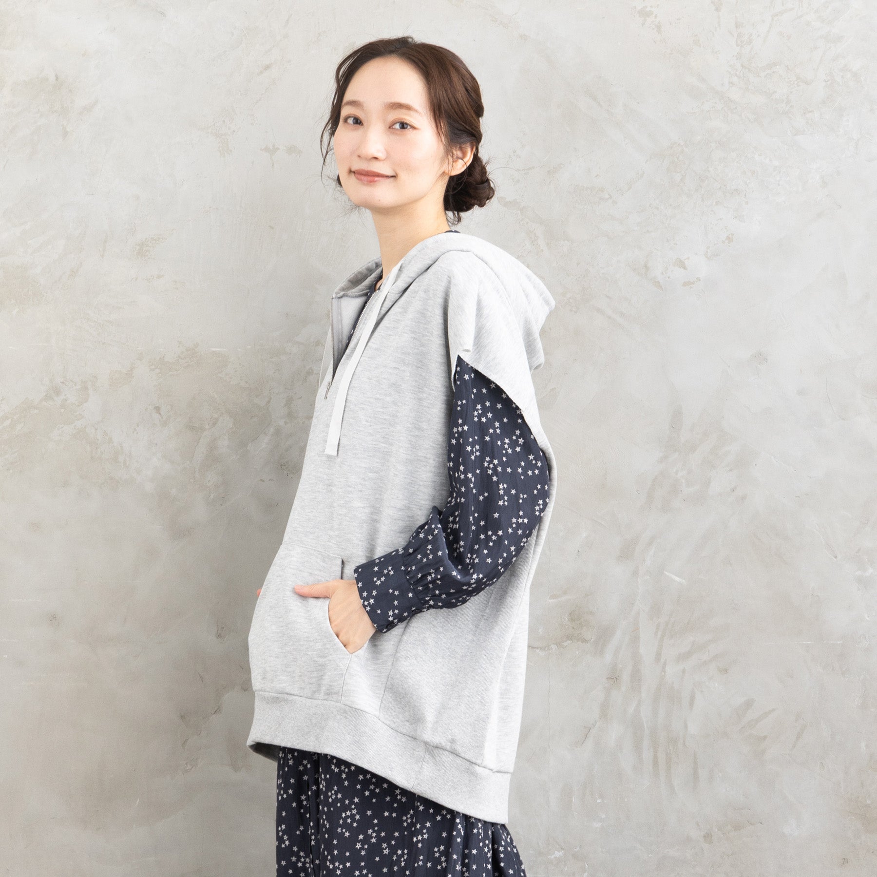 サブストリート マイスタンダード sabstreet my standard 【sabstreet bis】【web限定】15号(3L) 裏毛フーディーベスト （杢グレー） 杢グレー