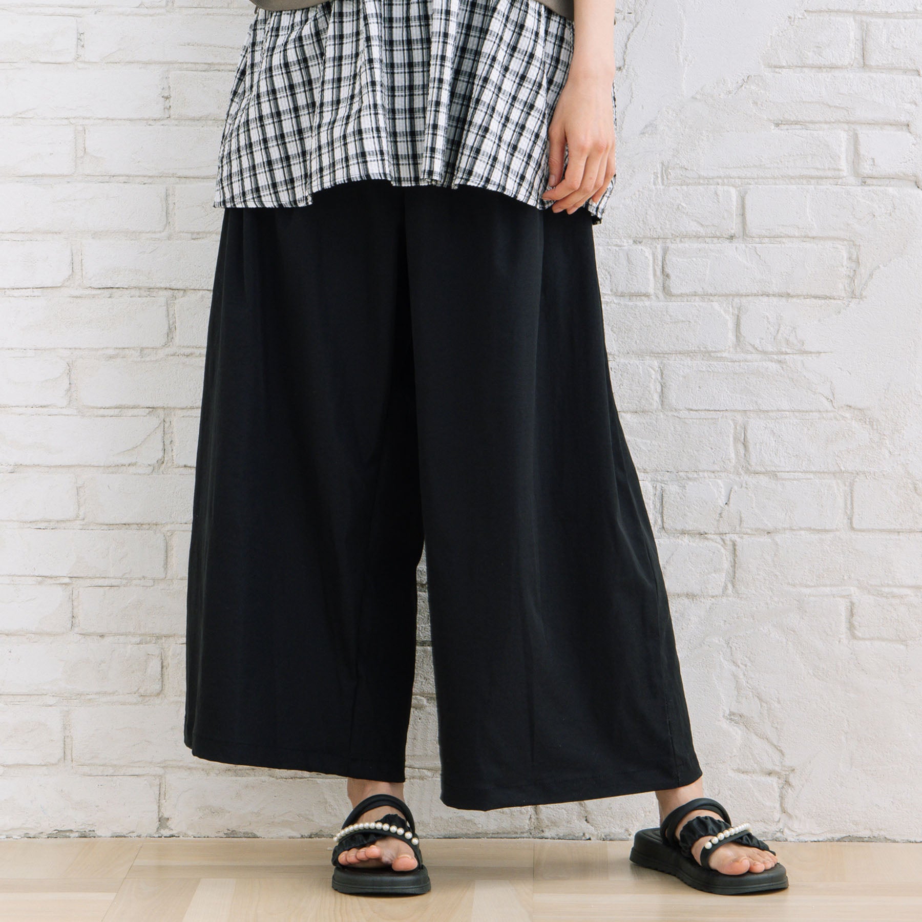 サブストリート マイスタンダード sabstreet my standard 【sabstreet bis】【web限定】 ストレッチゆるタックワイドパンツ （ブラック） ブラック