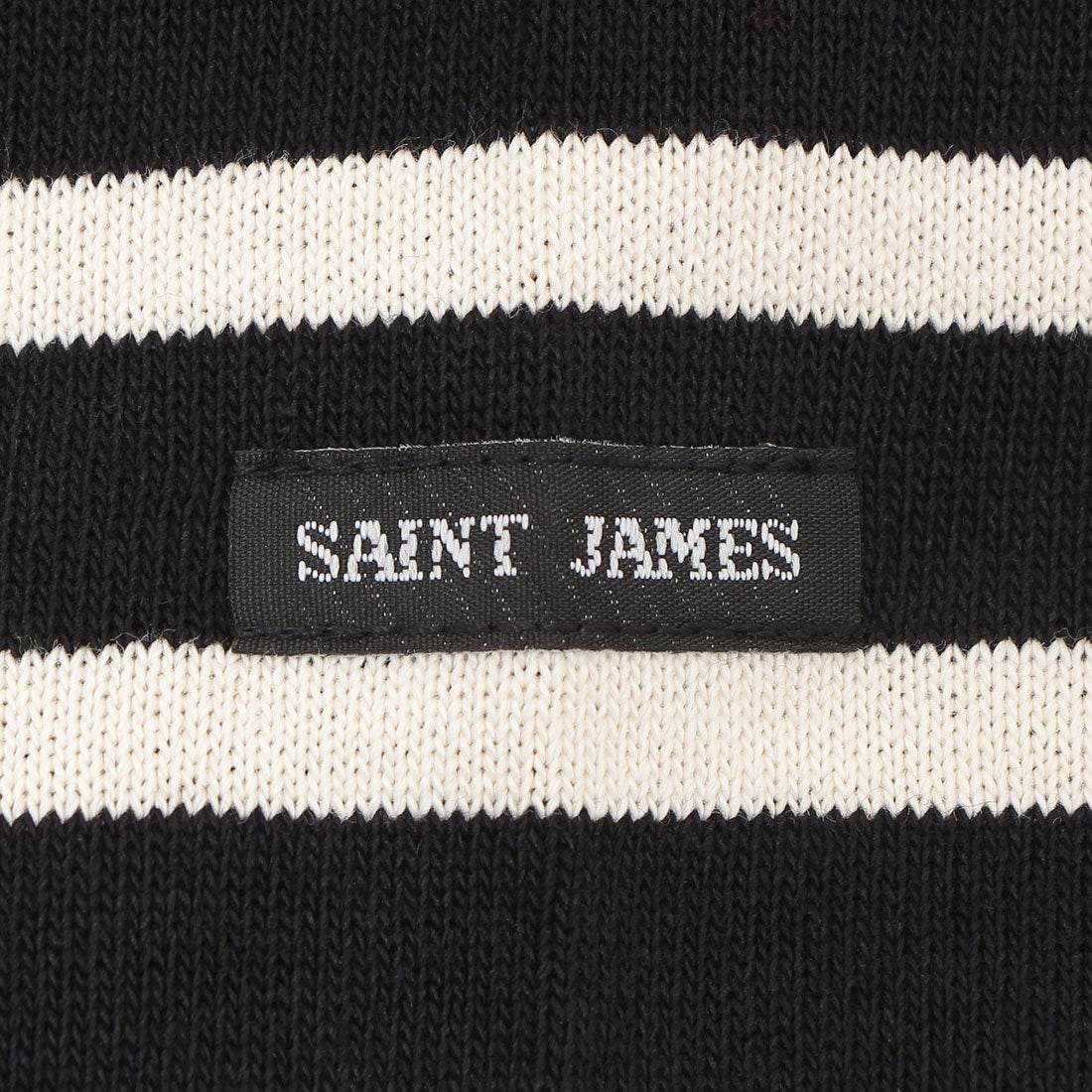 Saint James T-shirt Cut and Sew Meridian Boat Neck black white Men's W