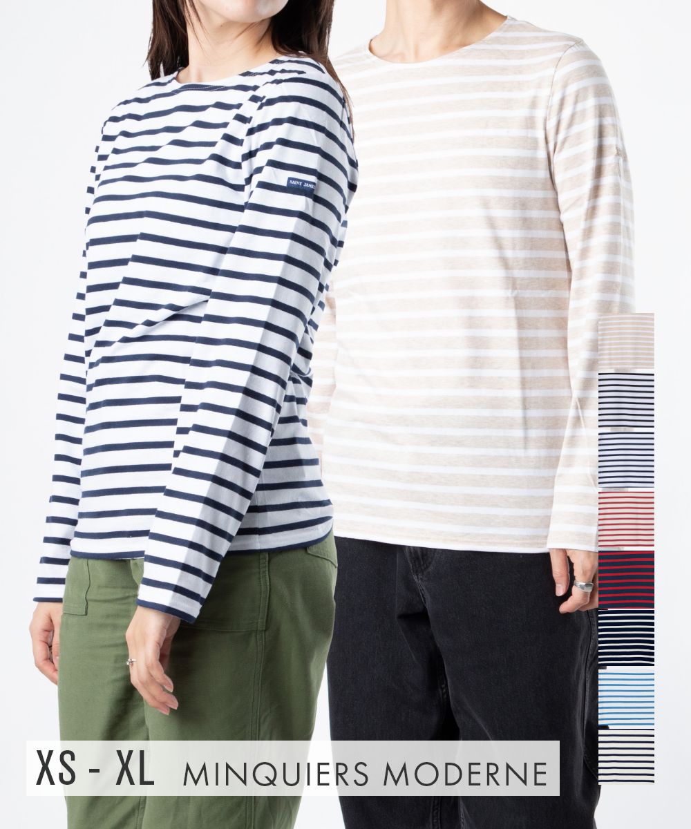 セントジェームス SAINT JAMES セントジェームス SAINT JAMES MINQUIERS MODERNE ボーダー カットソー ロンT クルーネック （neige/noir） neige/noir