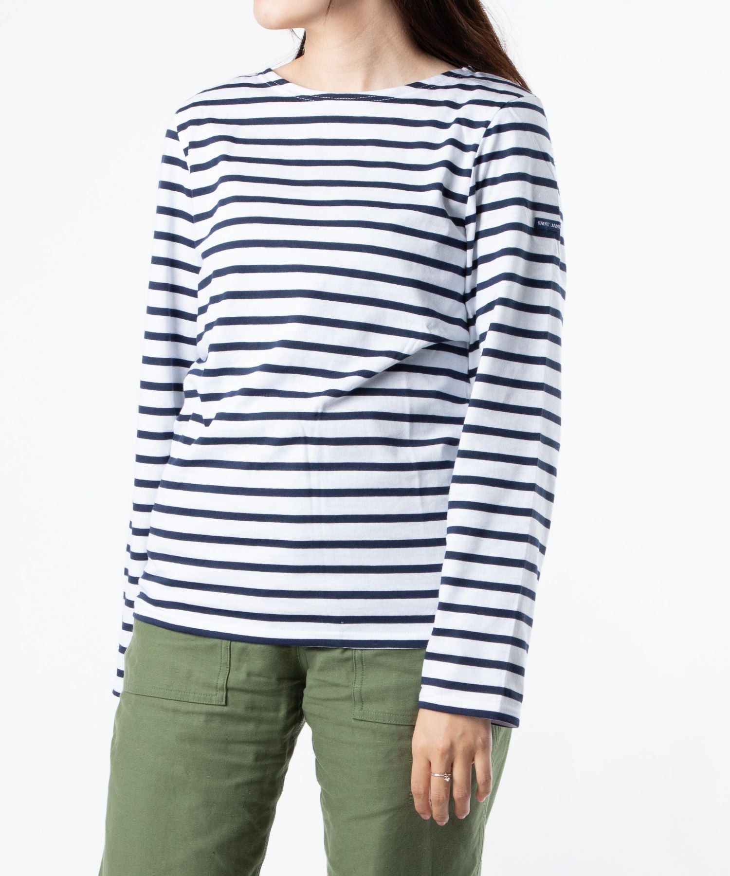 セントジェームス SAINT JAMES セントジェームス SAINT JAMES MINQUIERS MODERNE ボーダー カットソー ロンT クルーネック （neige/noir） neige/noir