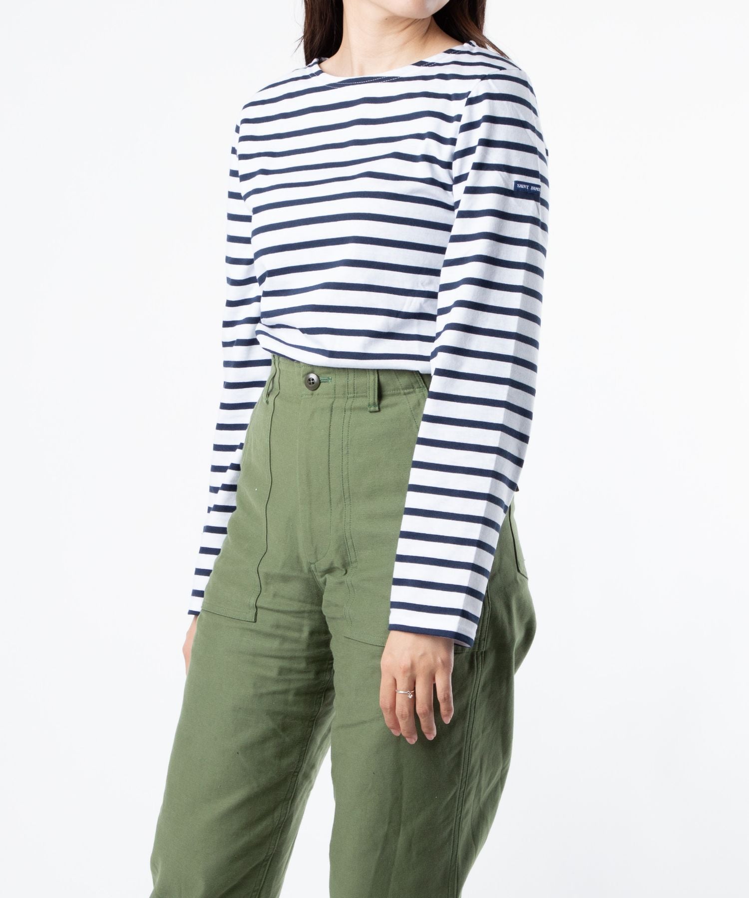 セントジェームス SAINT JAMES セントジェームス SAINT JAMES MINQUIERS MODERNE ボーダー カットソー ロンT クルーネック （neige/noir） neige/noir