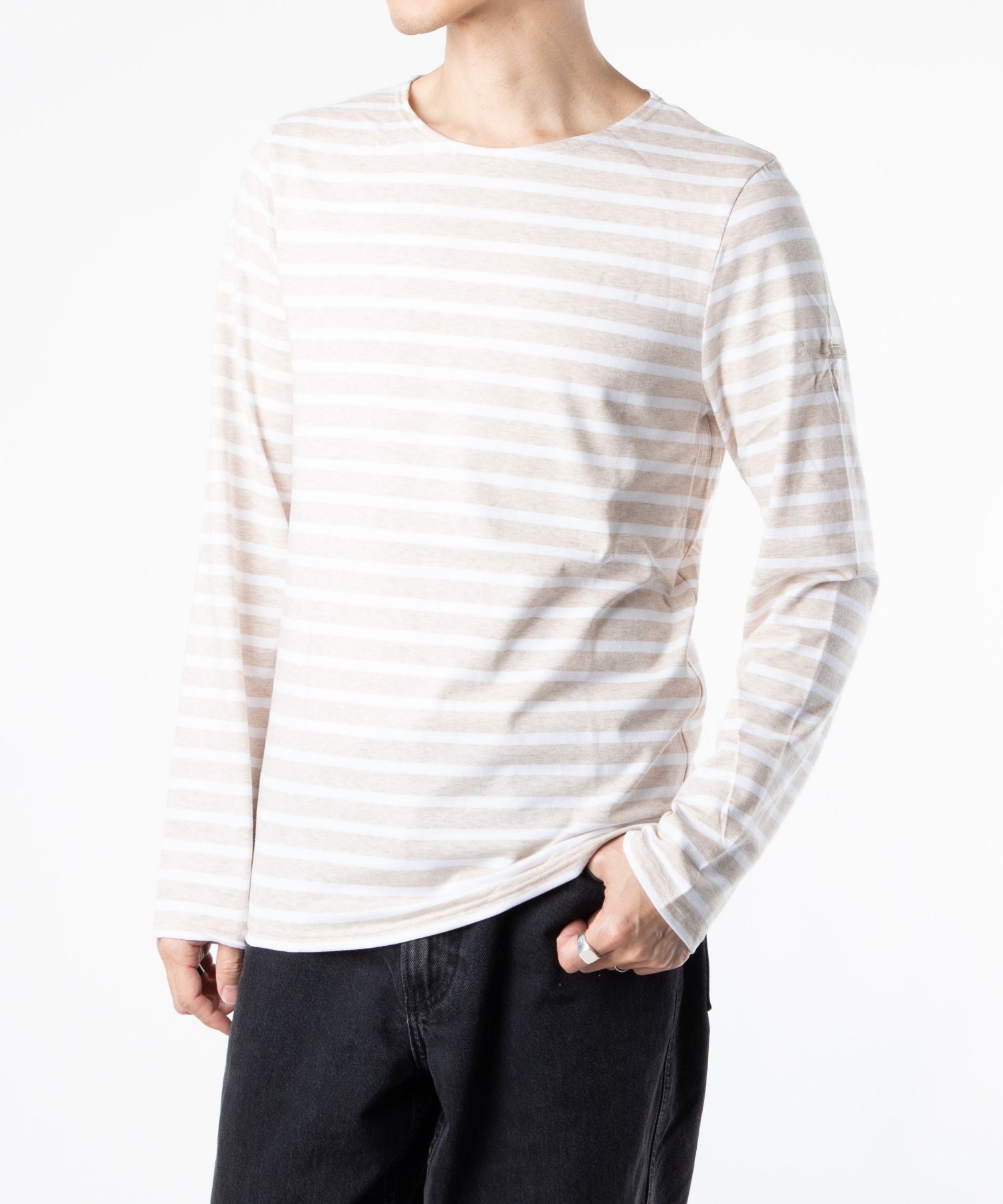セントジェームス SAINT JAMES セントジェームス SAINT JAMES MINQUIERS MODERNE ボーダー カットソー ロンT クルーネック （neige/noir） neige/noir