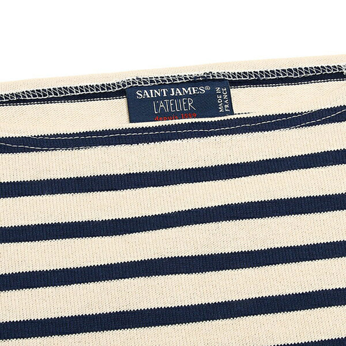 Saint James SAINT JAMES SAINT JAMES Long Sleeve Striped T-Shirt 2501 MP GUILDO RA Guild Unisex Basque Shirt ECRU/MARINE OUESSANT/Successor Model of Ouessant