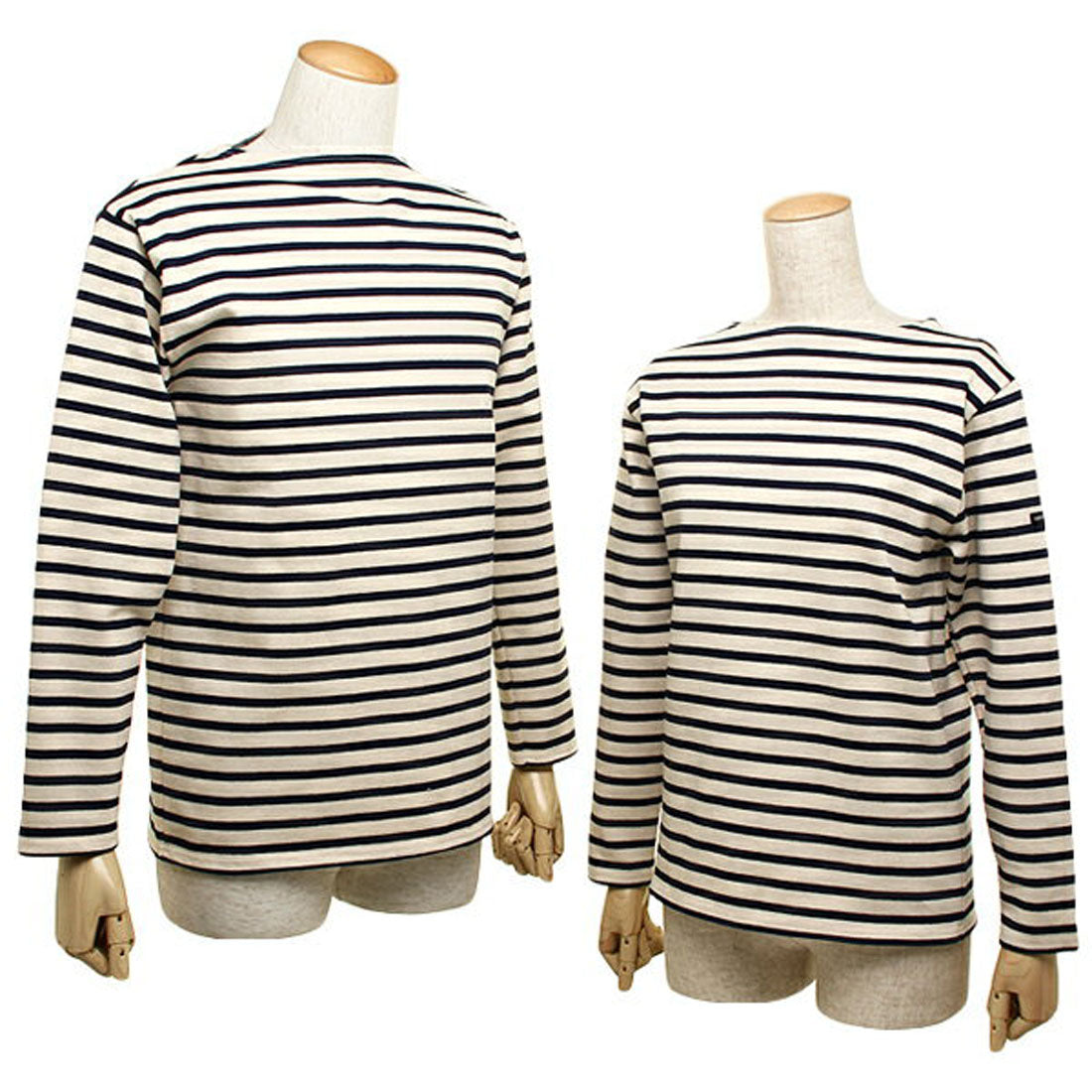 Saint James SAINT JAMES SAINT JAMES Long Sleeve Striped T-Shirt 2501 MP GUILDO RA Guild Unisex Basque Shirt ECRU/MARINE OUESSANT/Successor Model of Ouessant