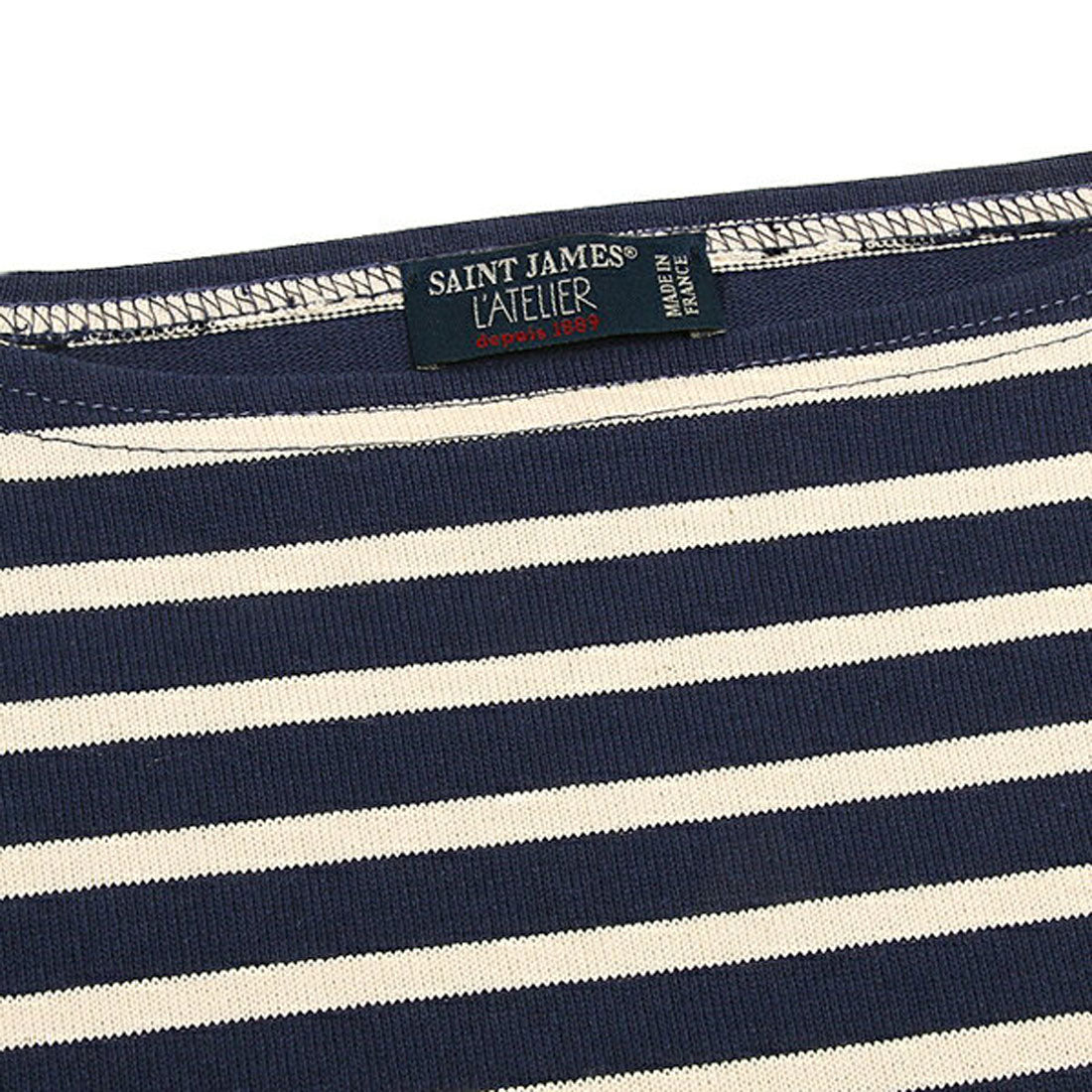 Saint James SAINT JAMES SAINT JAMES Long Sleeve Striped T-Shirt 2501 MP GUILDO RA Guild Unisex Basque Shirt MARINE/ECRU OUESSANT/Successor Model of Ouessant