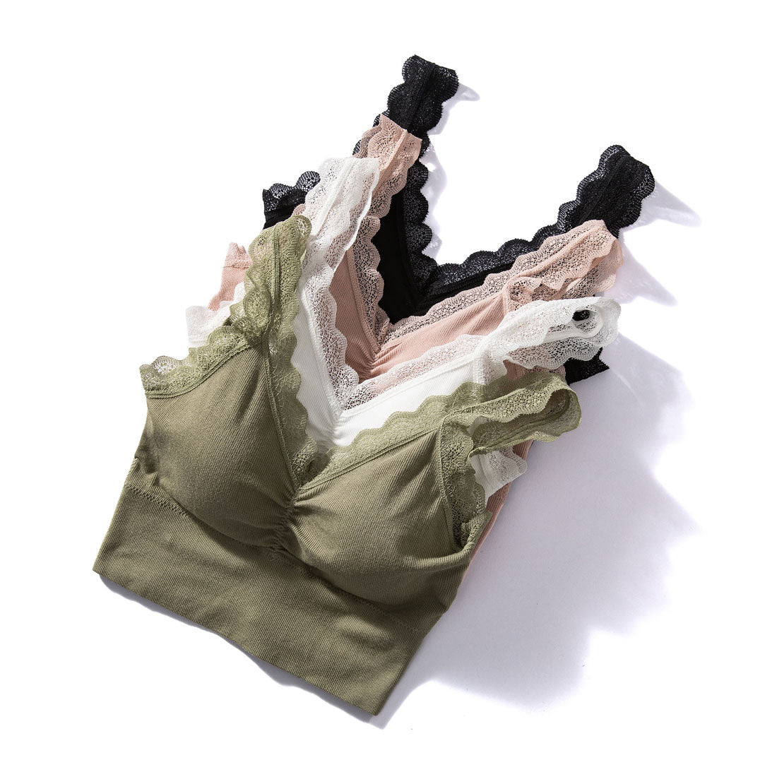 セゾンドパピヨン SAISON DE PAPILLON ミディ丈レースストラップブラトップ （ホワイト） ホワイト