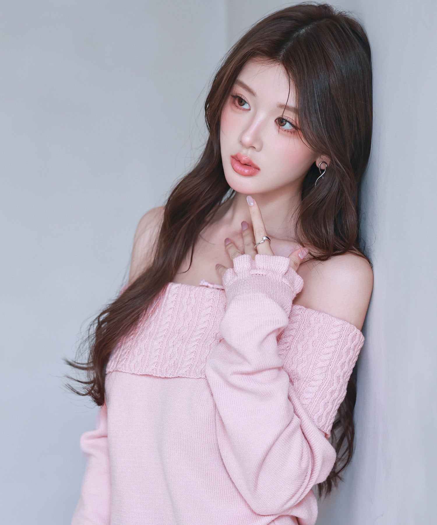 セゾンドパピヨン SAISON DE PAPILLON 2wayネックニットプルオーバー （ピンク） ピンク