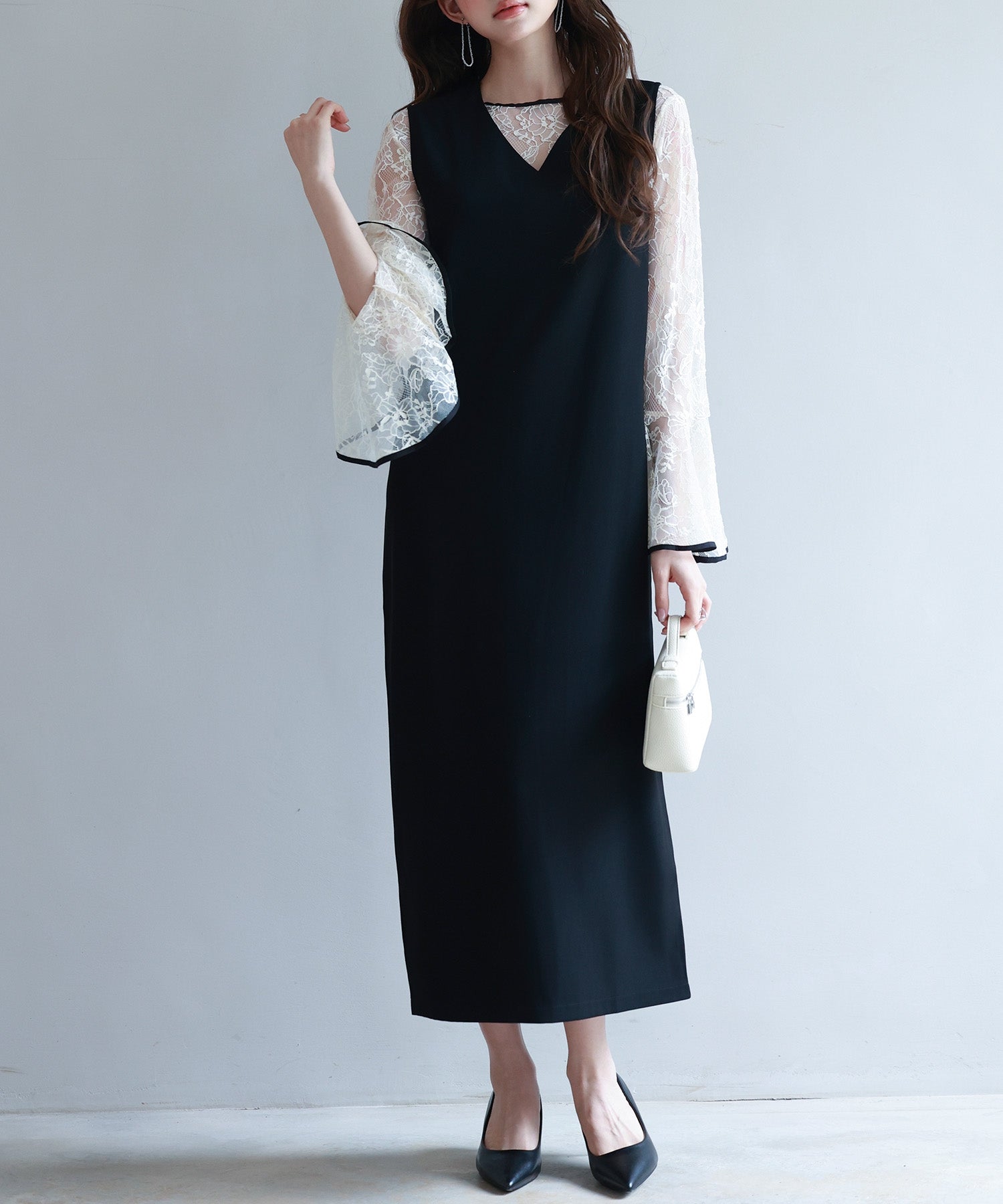 Saison de Papillon Total Lace Blouse and Dress 2-Piece Set