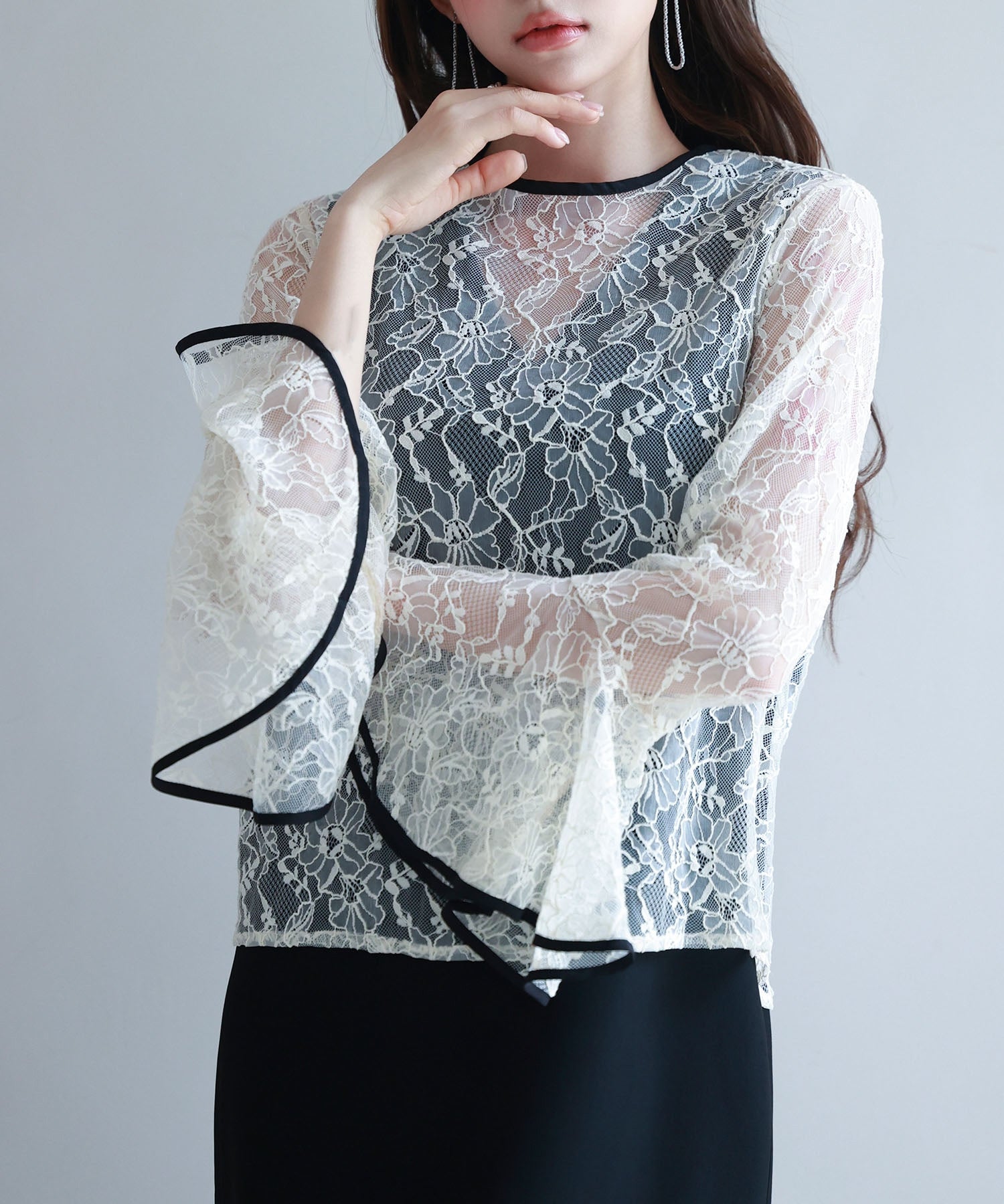 Saison de Papillon Total Lace Blouse and Dress 2-Piece Set