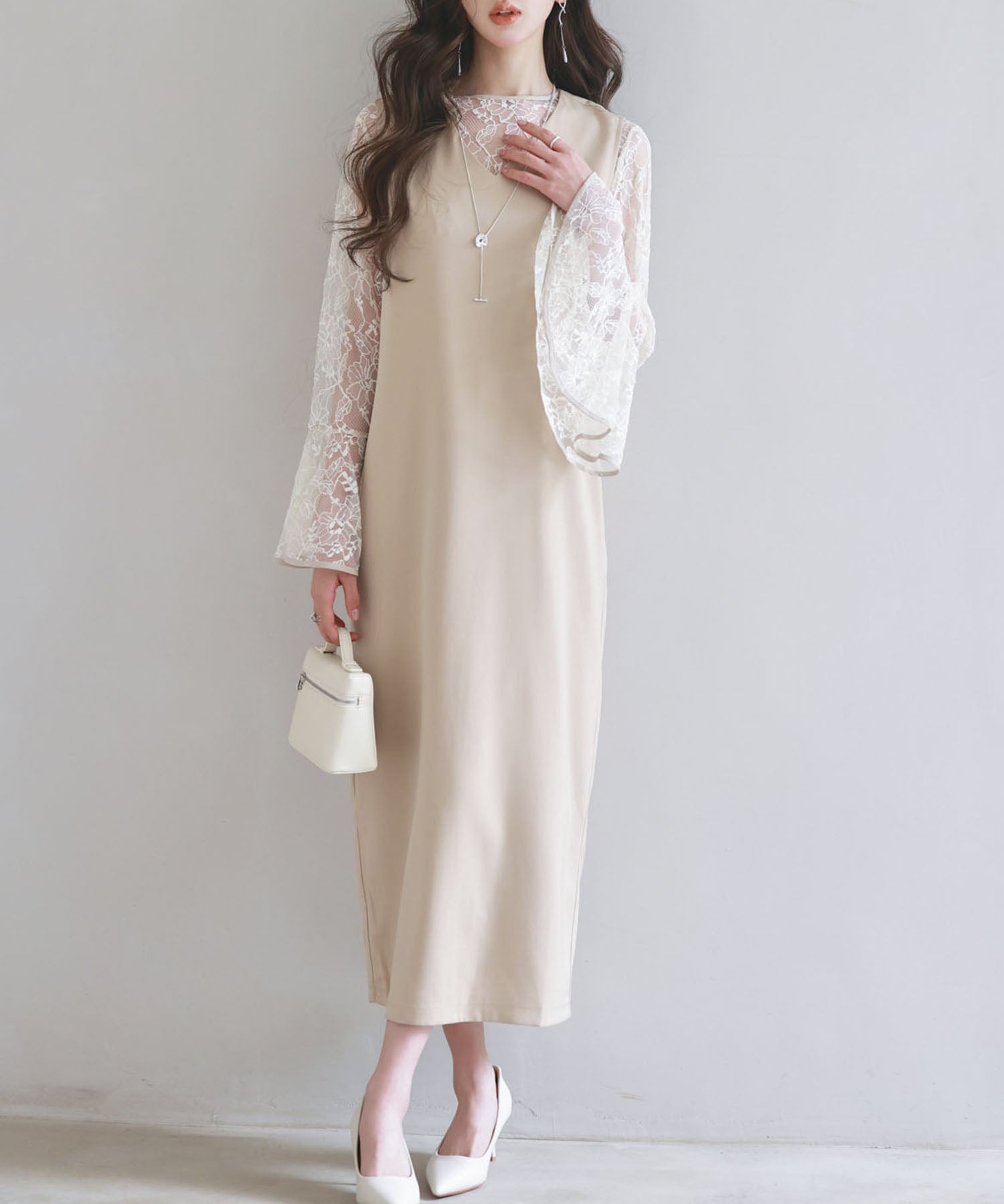 Saison de Papillon Total Lace Blouse and Dress 2-Piece Set