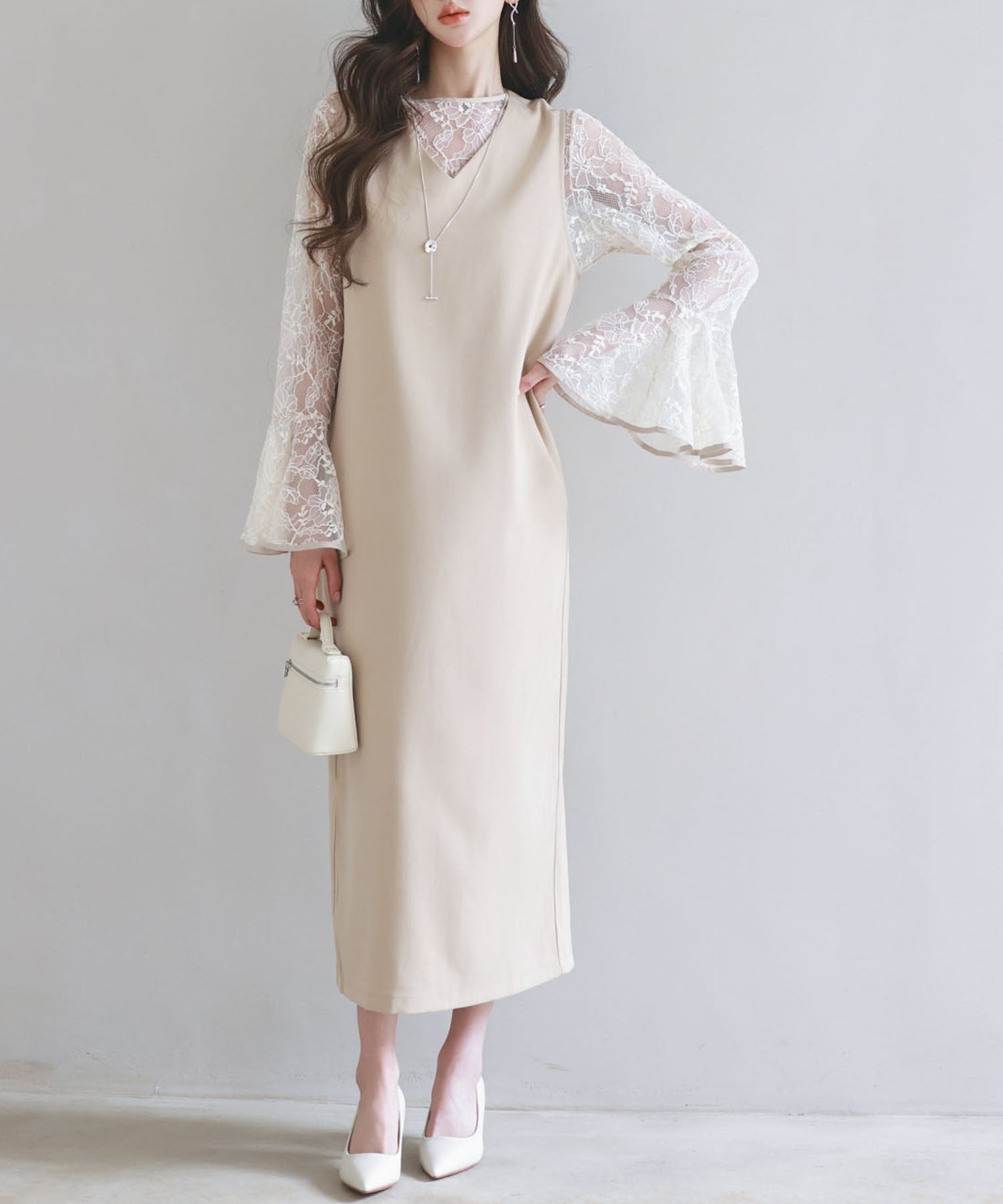Saison de Papillon Total Lace Blouse and Dress 2-Piece Set