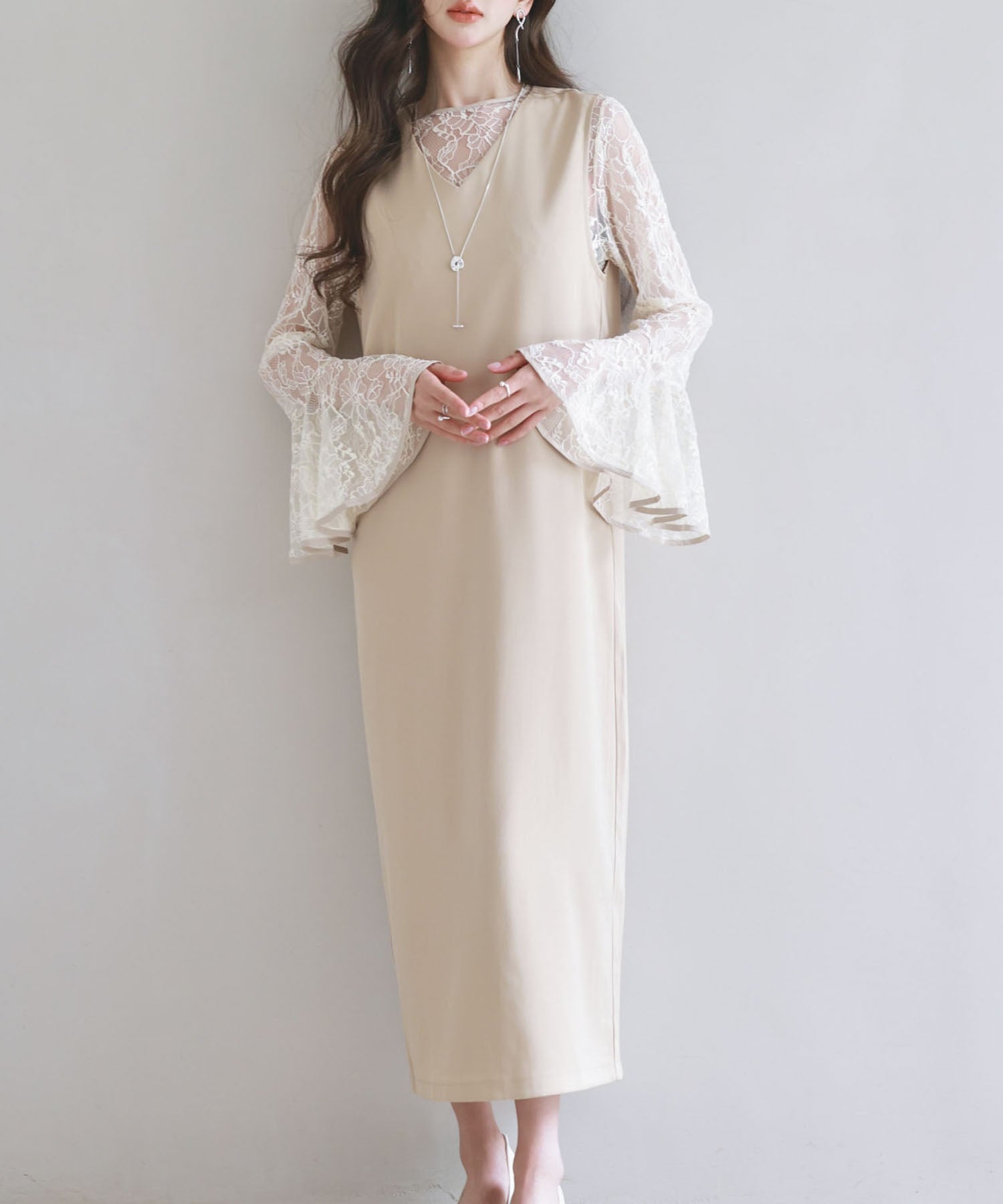 Saison de Papillon Total Lace Blouse and Dress 2-Piece Set