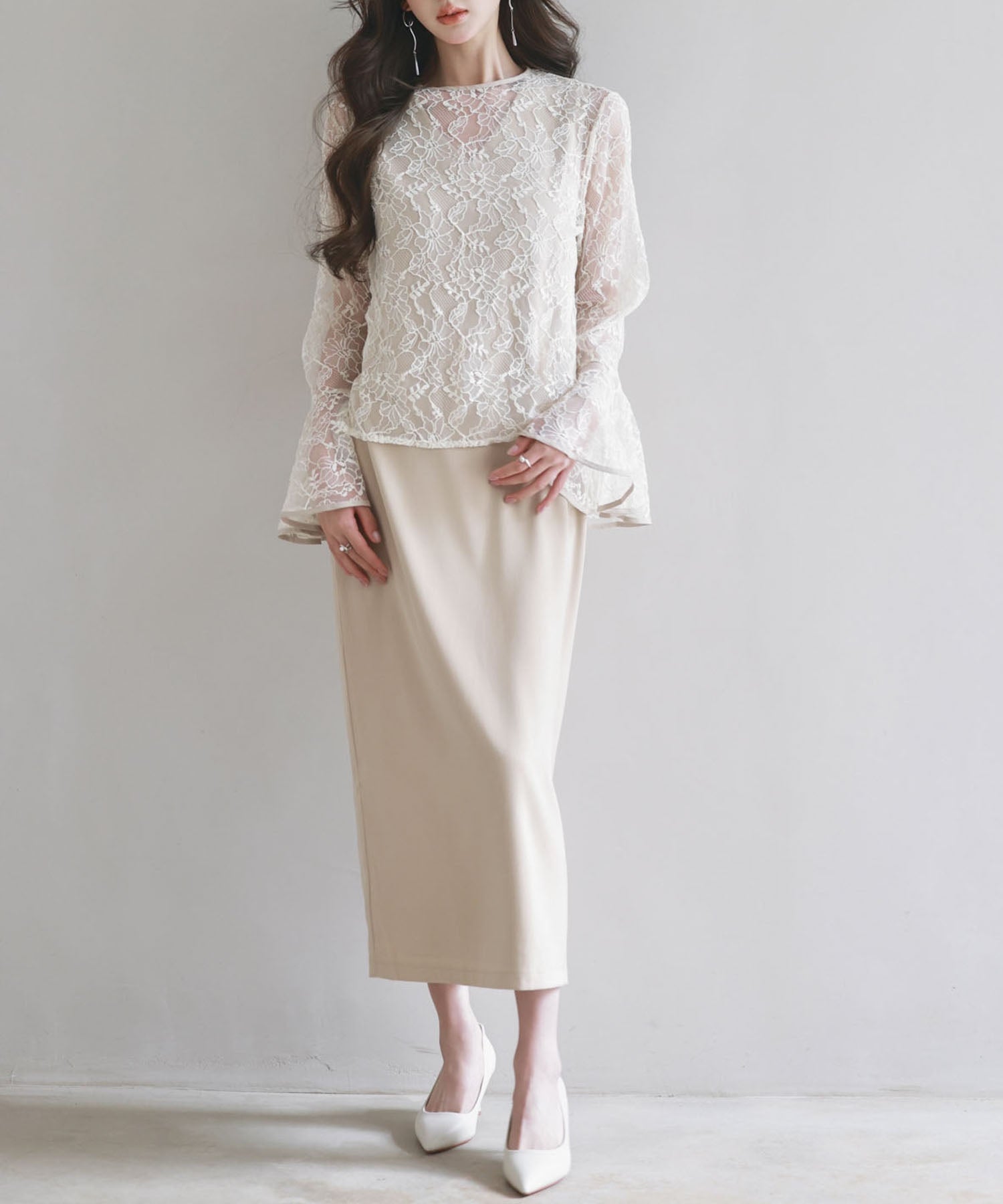 Saison de Papillon Total Lace Blouse and Dress 2-Piece Set