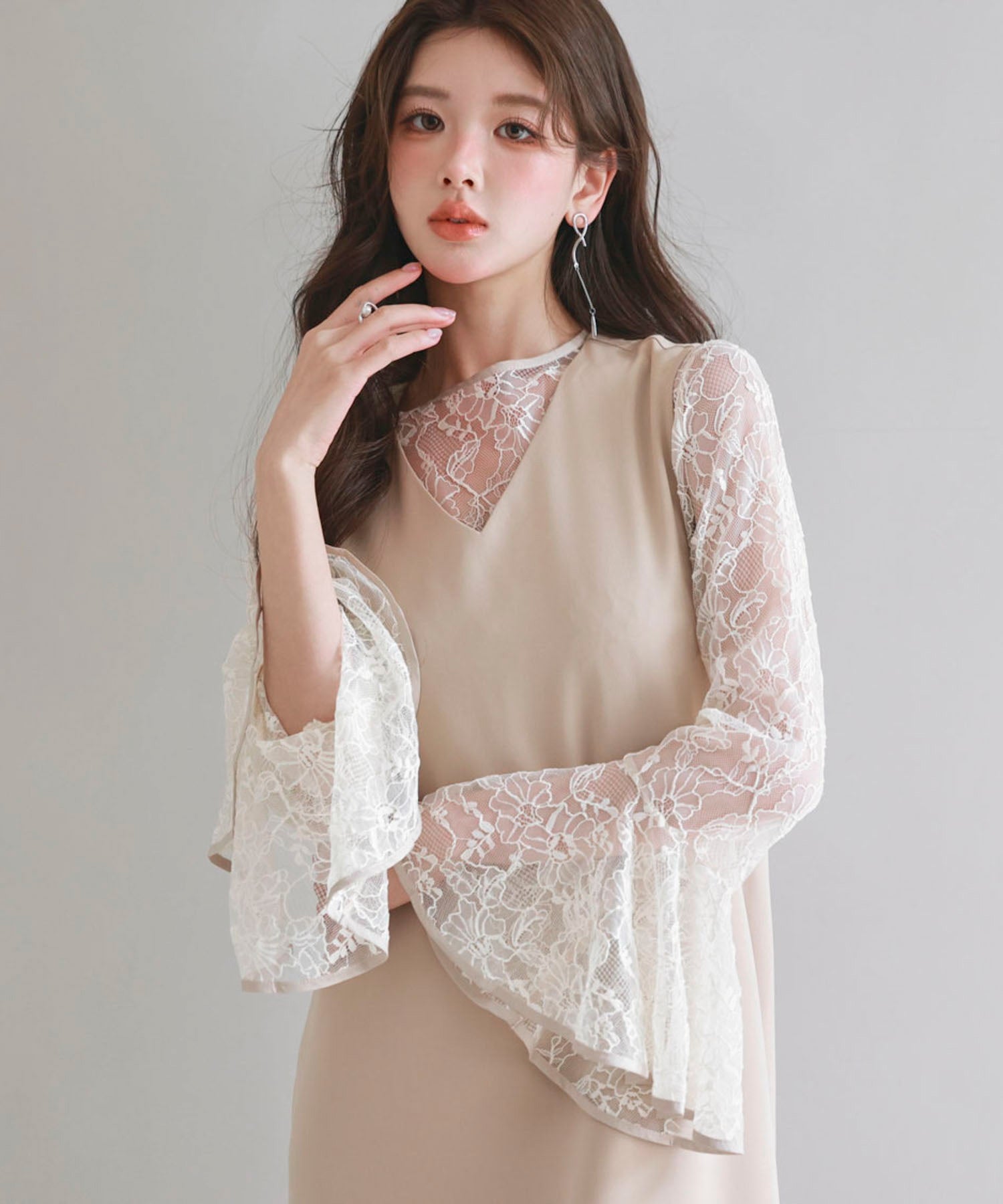 Saison de Papillon Total Lace Blouse and Dress 2-Piece Set