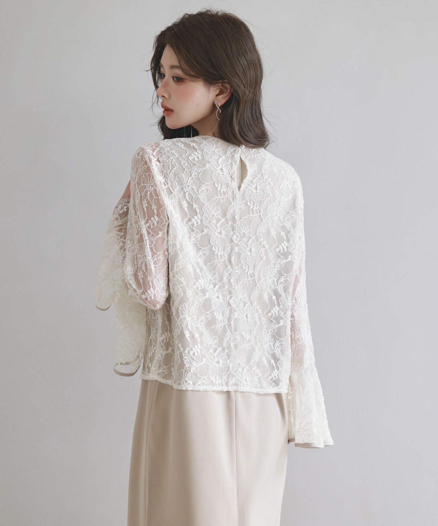 Saison de Papillon Total Lace Blouse and Dress 2-Piece Set