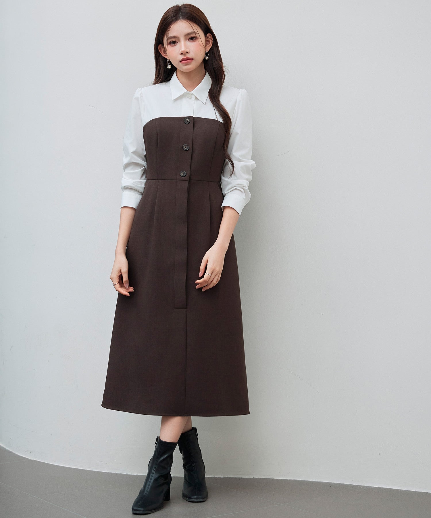 セゾンドパピヨン SAISON DE PAPILLON ドッキングビスチェワンピース （チョコ） チョコ