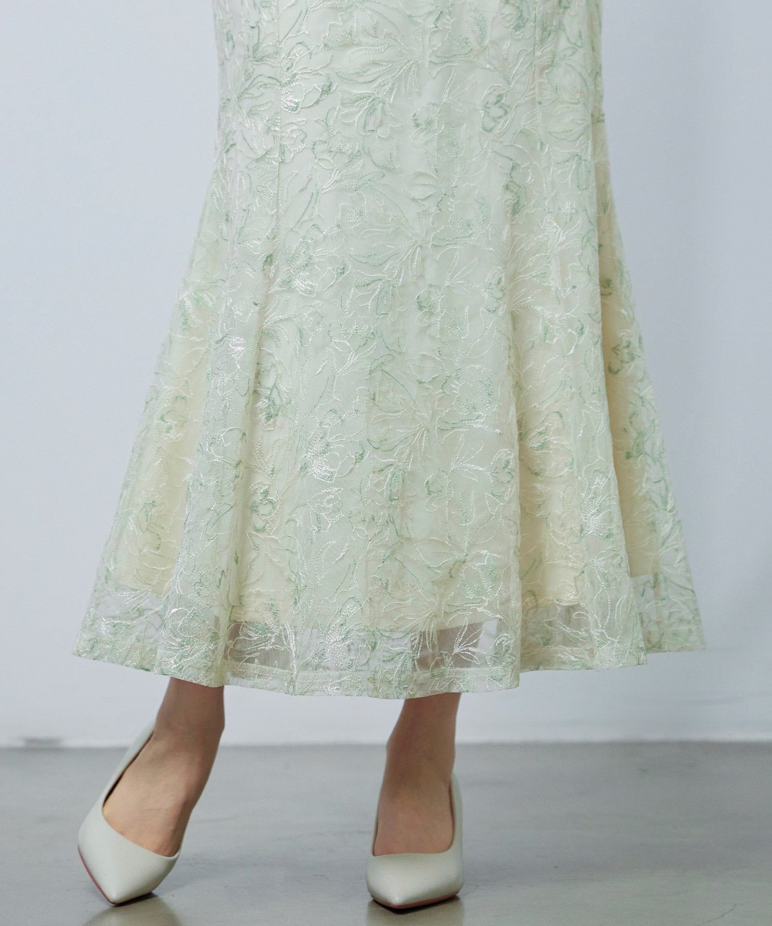 セゾンドパピヨン SAISON DE PAPILLON 刺レースハイウエストスカート （グリーン） グリーン