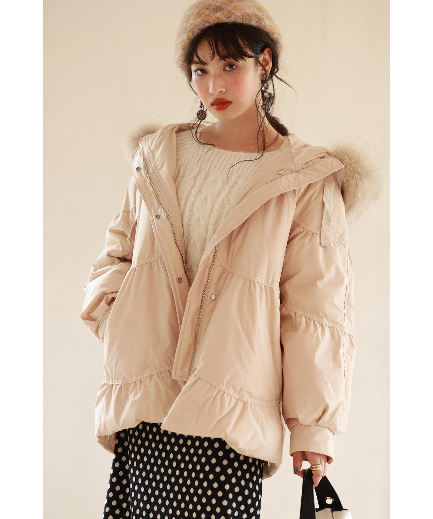 SAISON DE PAPILLON 狐狸毛連帽羽絨服