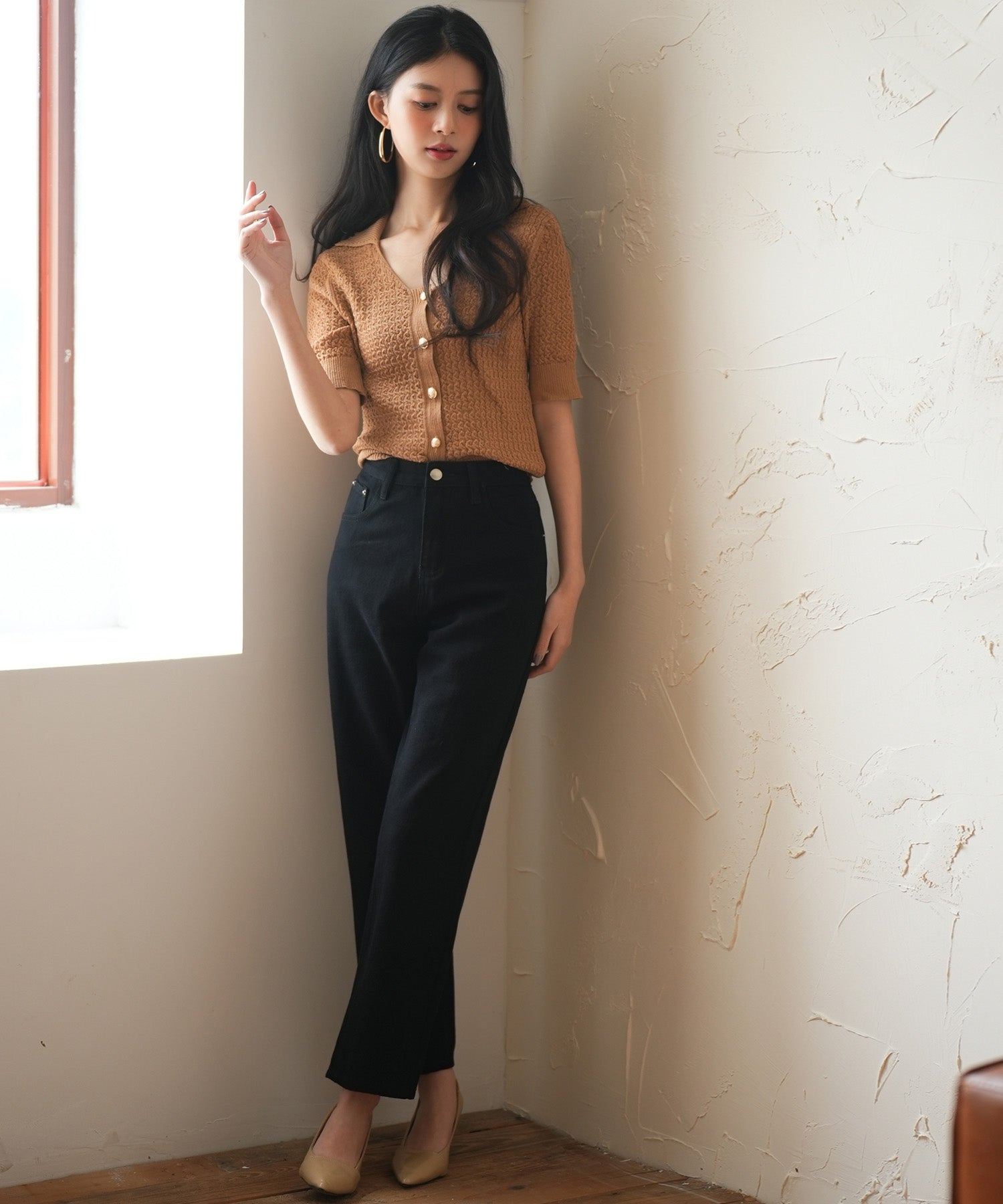 SAISON DE PAPILLON High-rise denim pants