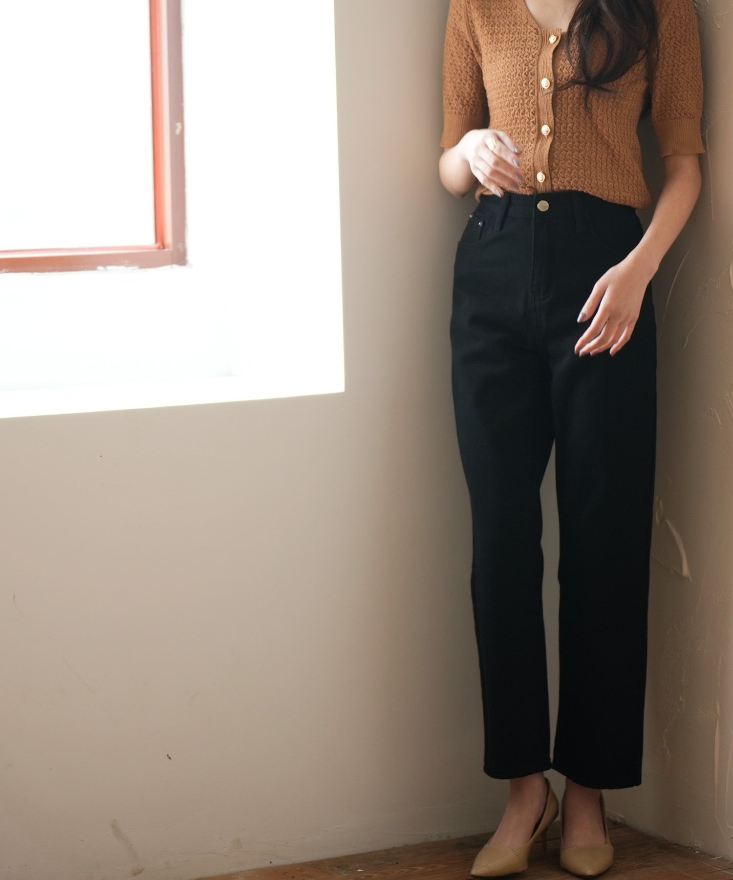 SAISON DE PAPILLON High-rise denim pants