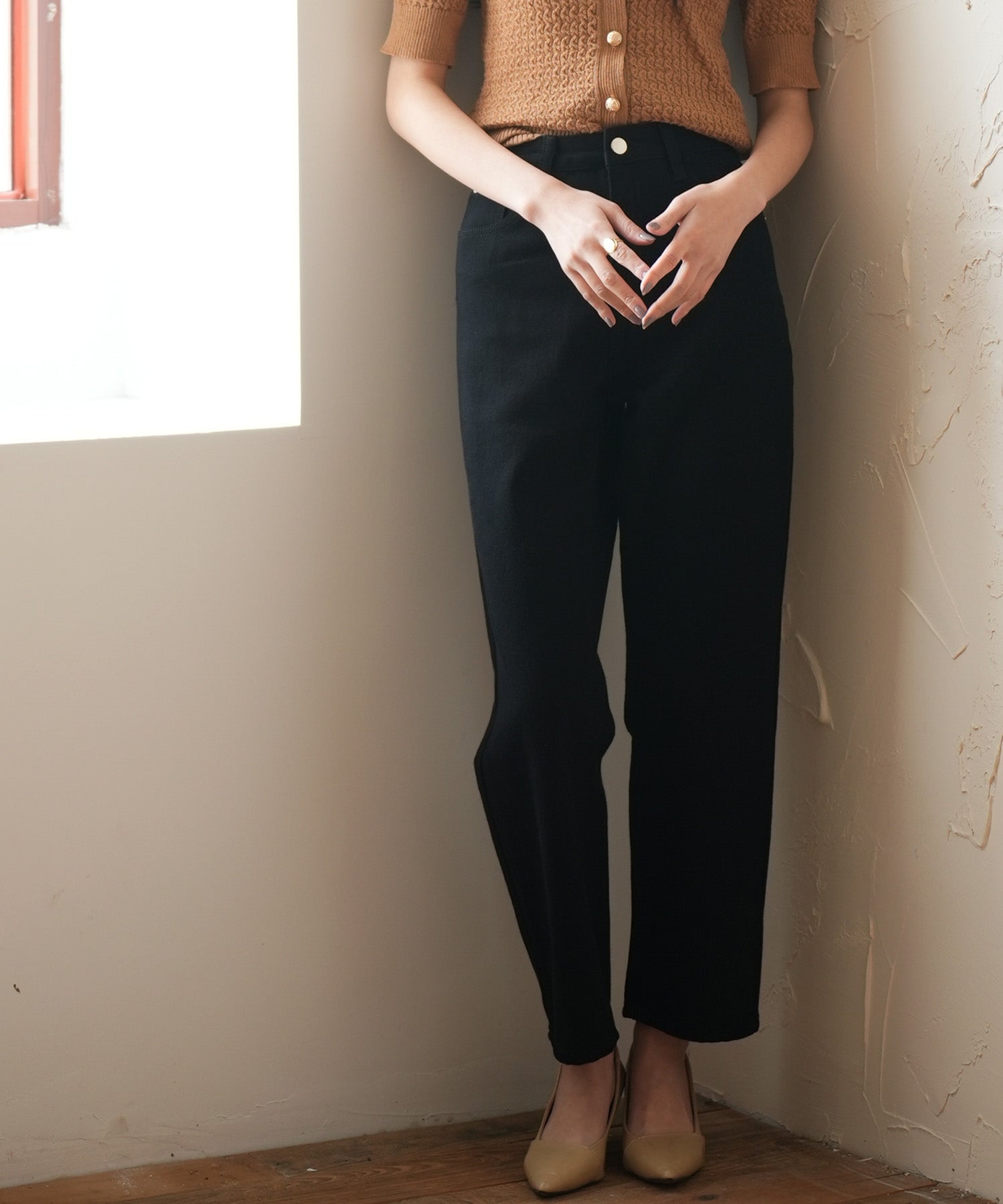 SAISON DE PAPILLON High-rise denim pants