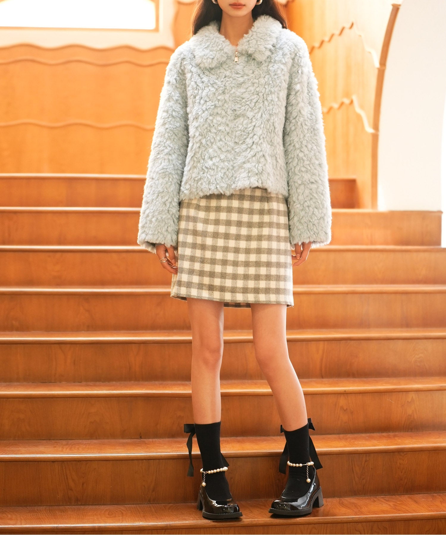 セゾンドパピヨン SAISON DE PAPILLON モコモコショート丈ボアコート