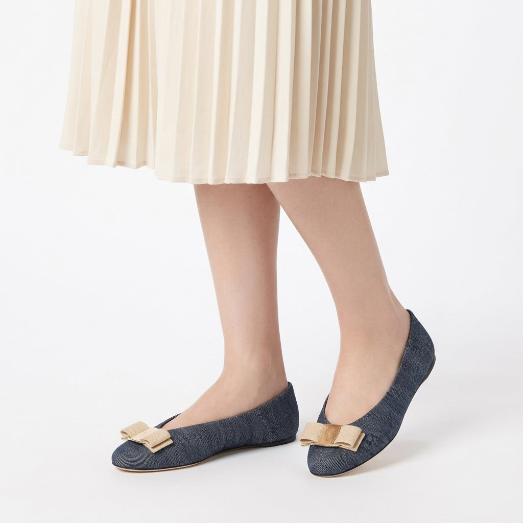 サルバトーレフェラガモ Salvatore Ferragamo VANNA DEN （DENIM） DENIM