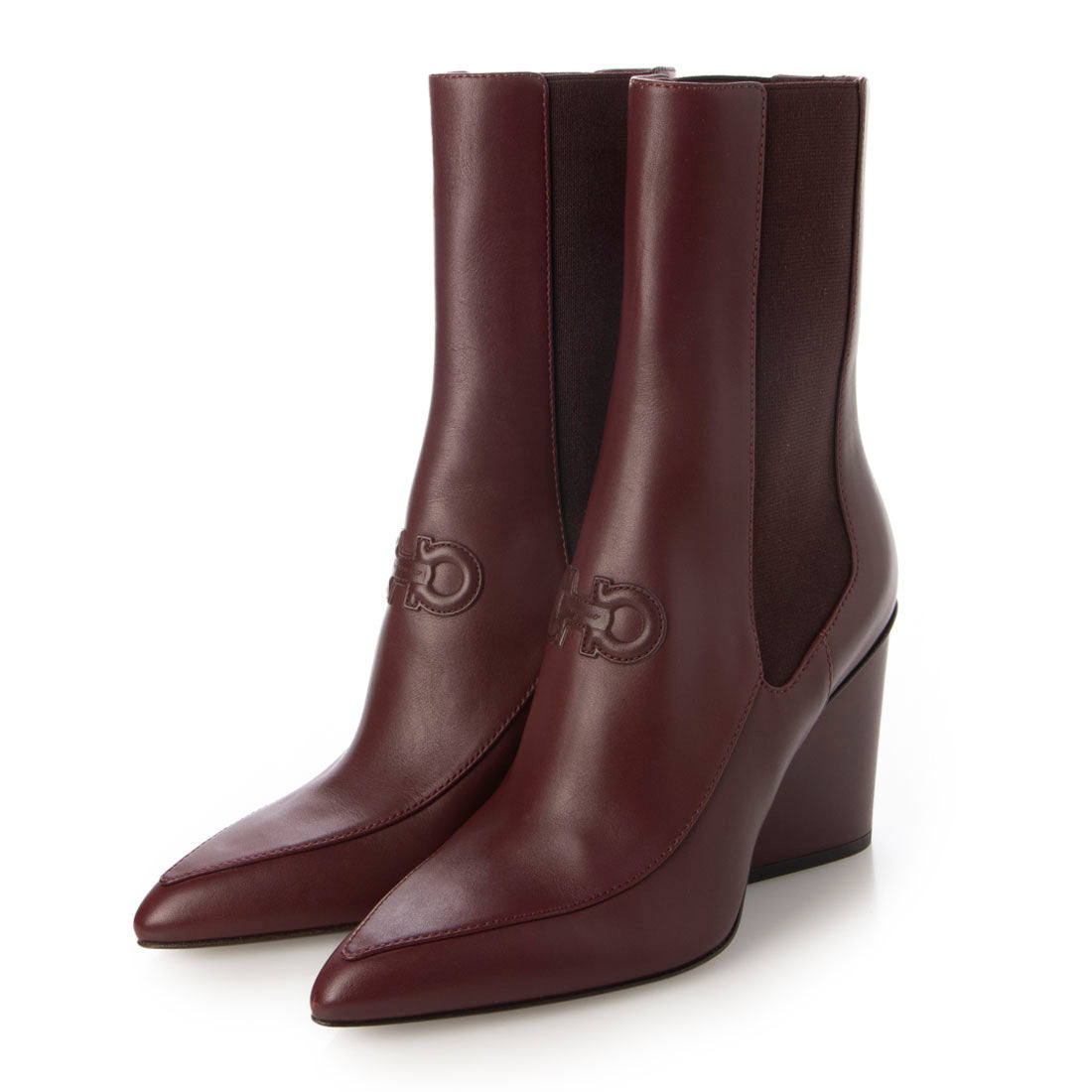 サルバトーレフェラガモ Salvatore Ferragamo Marine calfskin ankle boots,DARK RED