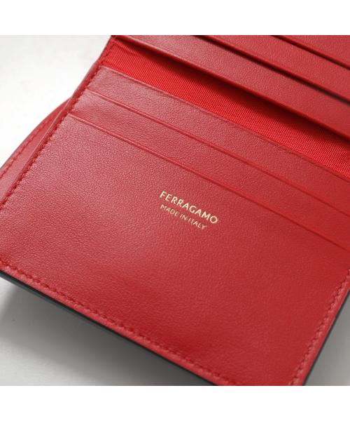 サルバトーレフェラガモ Salvatore Ferragamo FERRAGAMO 二つ折り財布 22 0961 ガンチーニ （002/NERO/FLAME-RED） 002/NERO/FLAME-RED