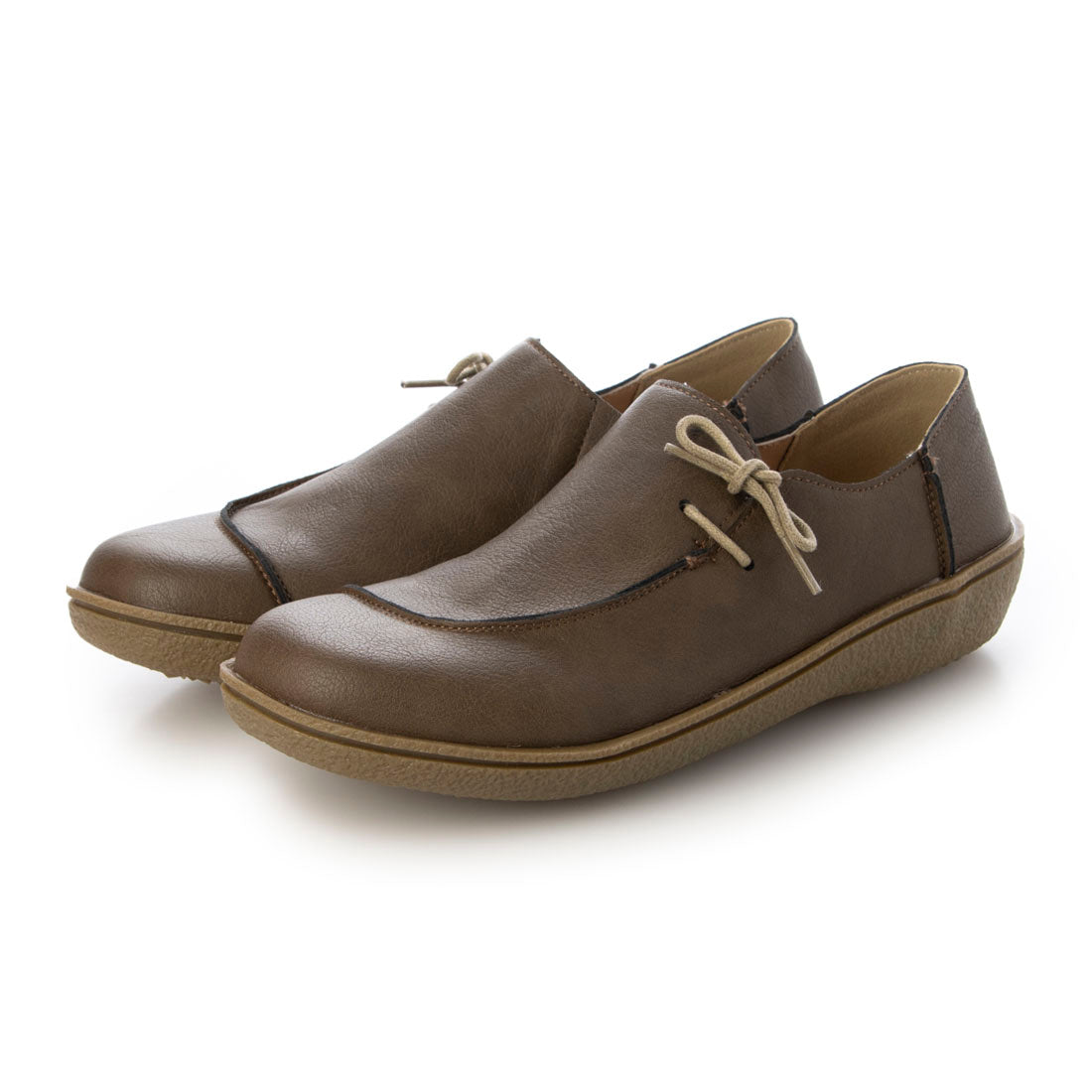 Scramble Side Lace-Up Flat Shoes Round Toe