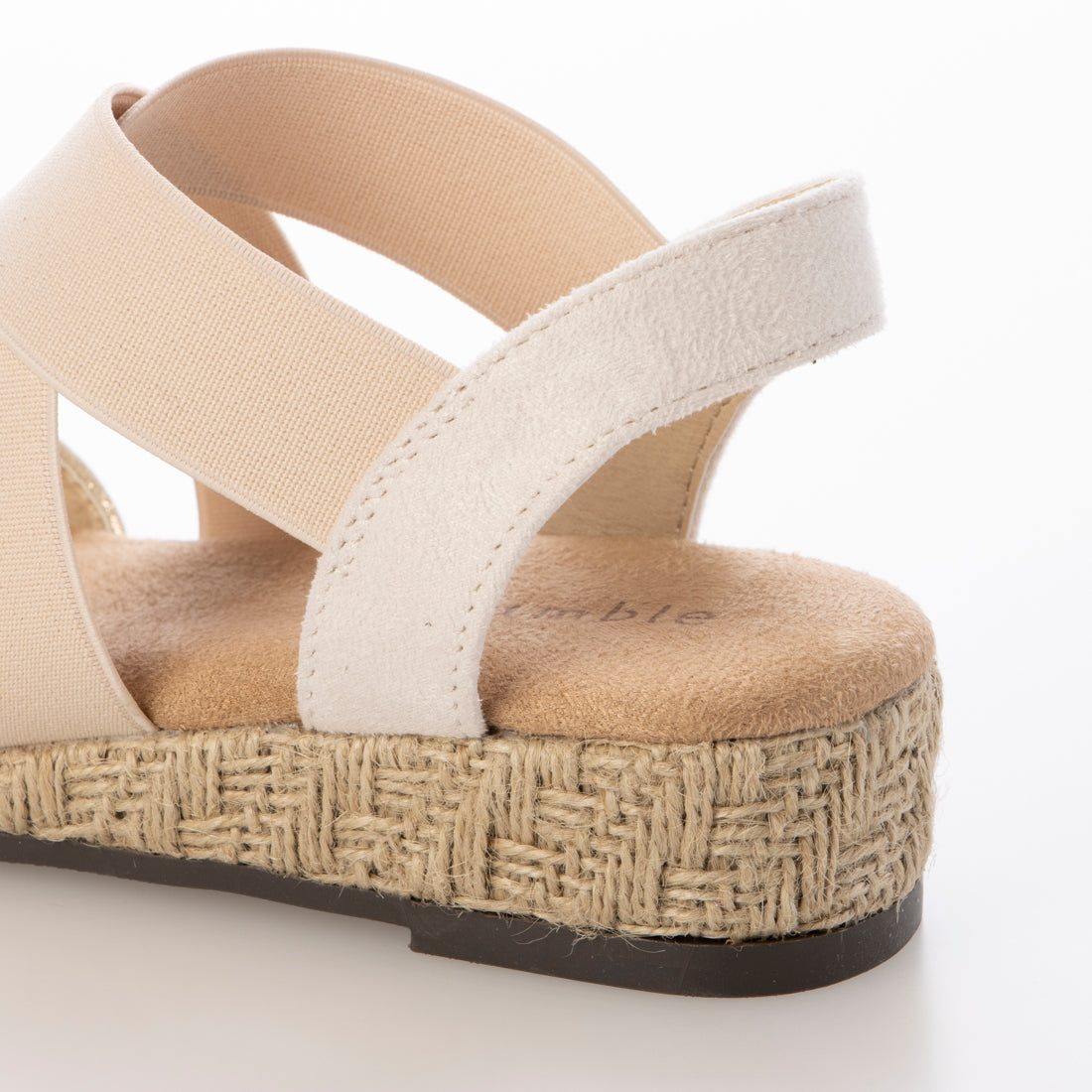 スクランブル Scramble 甲ゴムWクロスベルトローウェッジサンダル （アイボリー） アイボリー