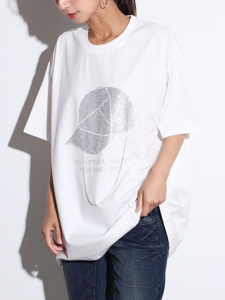 スコットクラブ SCOTCLUB ネックレスチェーンラインストーンTEE （オフホワイト） オフホワイト