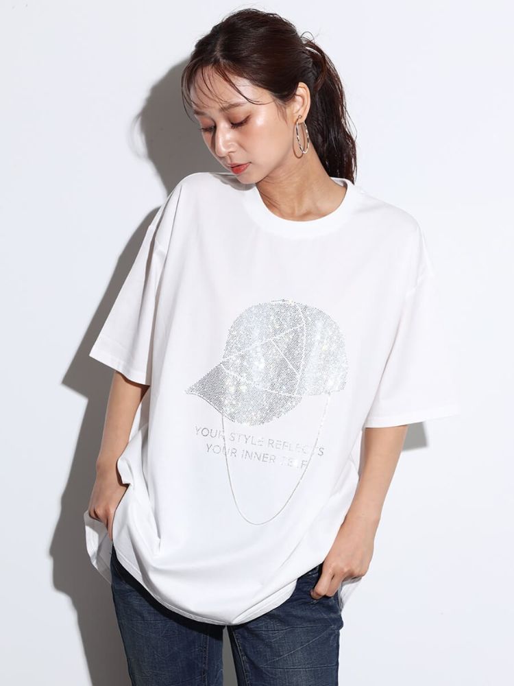 スコットクラブ SCOTCLUB ネックレスチェーンラインストーンTEE （オフホワイト） オフホワイト