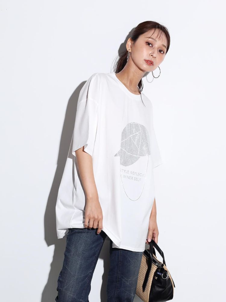 スコットクラブ SCOTCLUB ネックレスチェーンラインストーンTEE （オフホワイト） オフホワイト