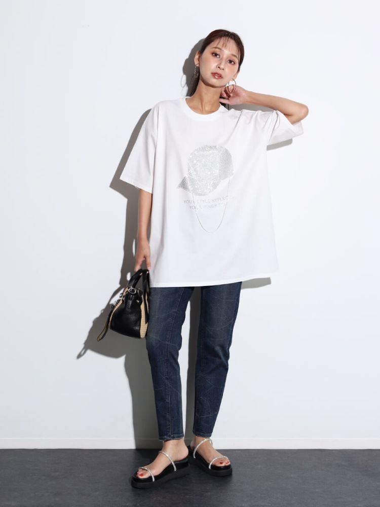 スコットクラブ SCOTCLUB ネックレスチェーンラインストーンTEE （オフホワイト） オフホワイト