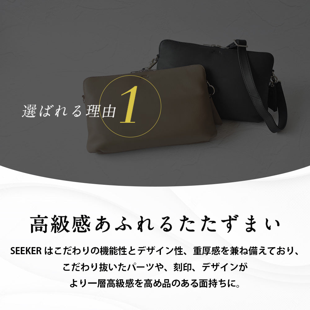 シーカー SEEKER MATTE ソフトレザー ボンディング2WAYロールショルダー （ネイビー） ネイビー
