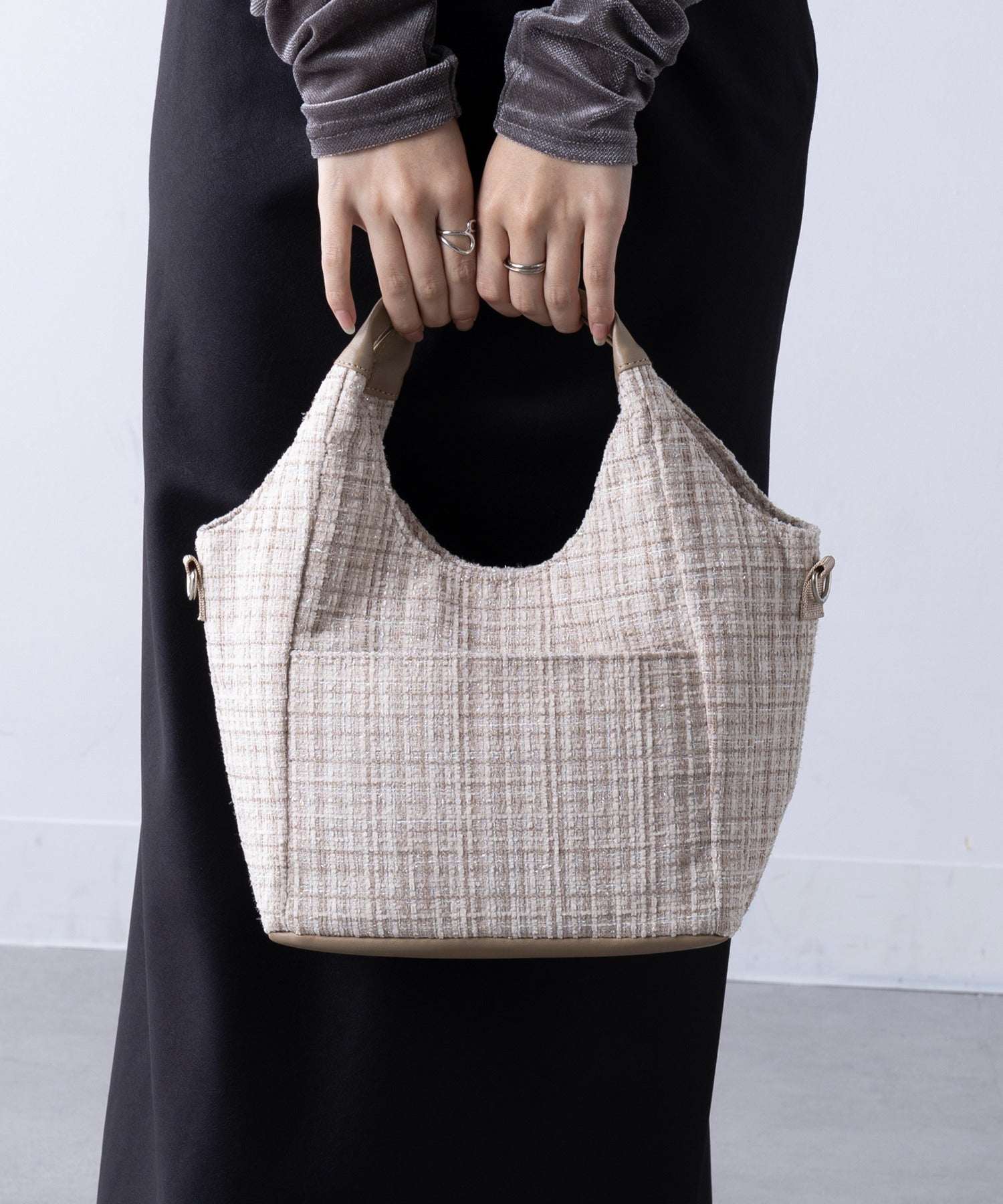 セットアップセブン SETUP7 2wayツイードサイドポケットショルダー SNBD （ベージュ） ベージュ