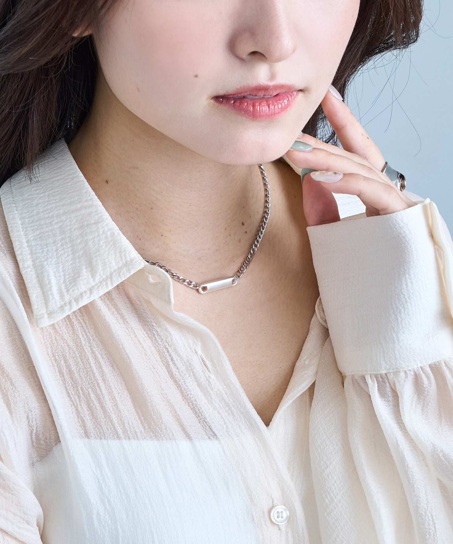 セットアップセブン SETUP7 ネックレス Awesome ニッケルフリー メタル ライン プレート キヘイチェーン ショートネックレス （シルバー） シルバー