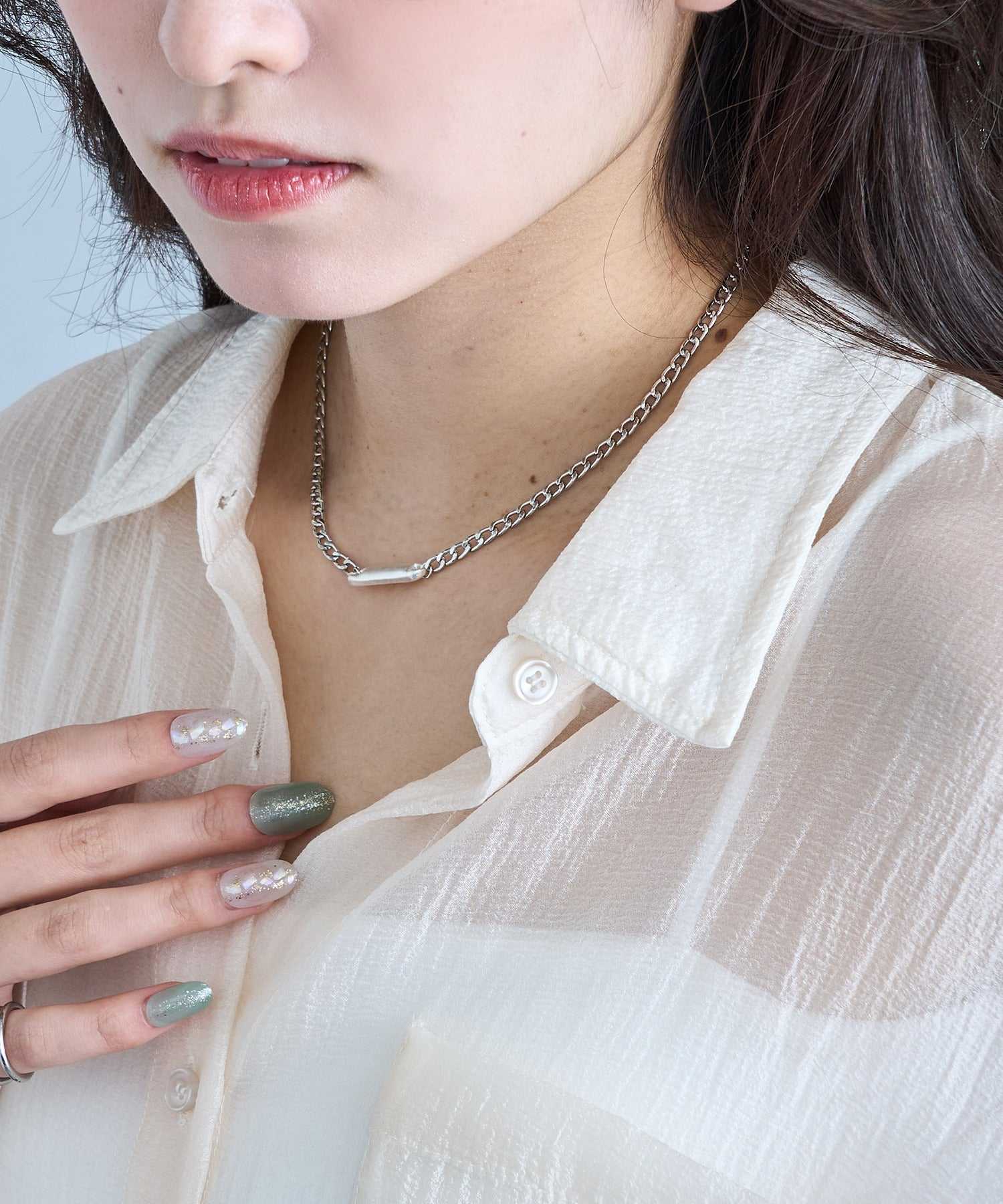 セットアップセブン SETUP7 ネックレス Awesome ニッケルフリー メタル ライン プレート キヘイチェーン ショートネックレス （シルバー） シルバー