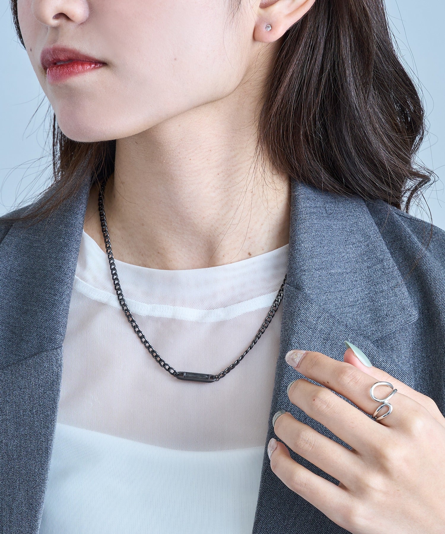 セットアップセブン SETUP7 ネックレス Awesome ニッケルフリー メタル ライン プレート キヘイチェーン ショートネックレス （ブラック） ブラック