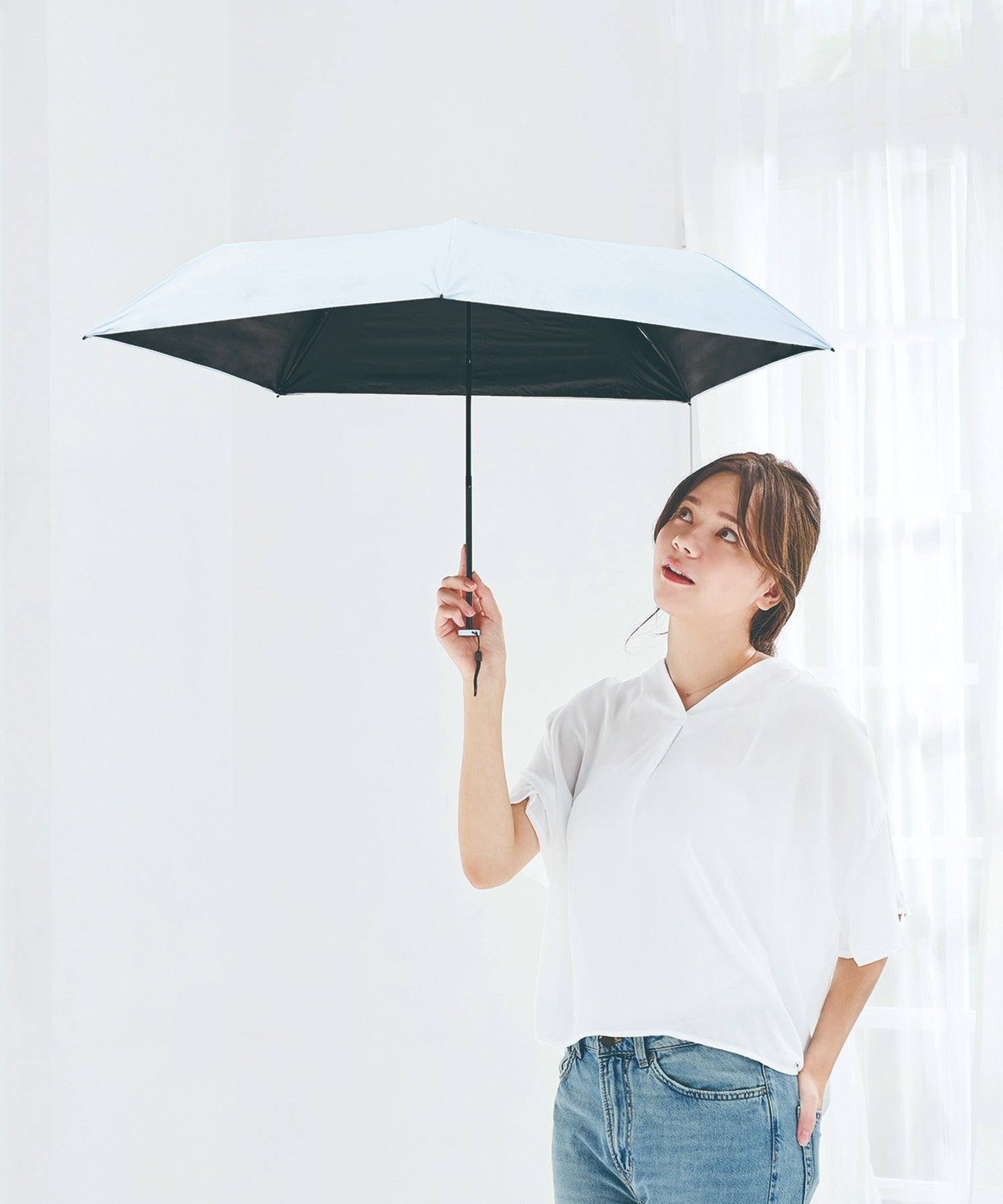 セットアップセブン SETUP7 UVAir＋ 超軽量 晴雨兼用折りたたみ傘 50㎝ （サックスブルー） サックスブルー