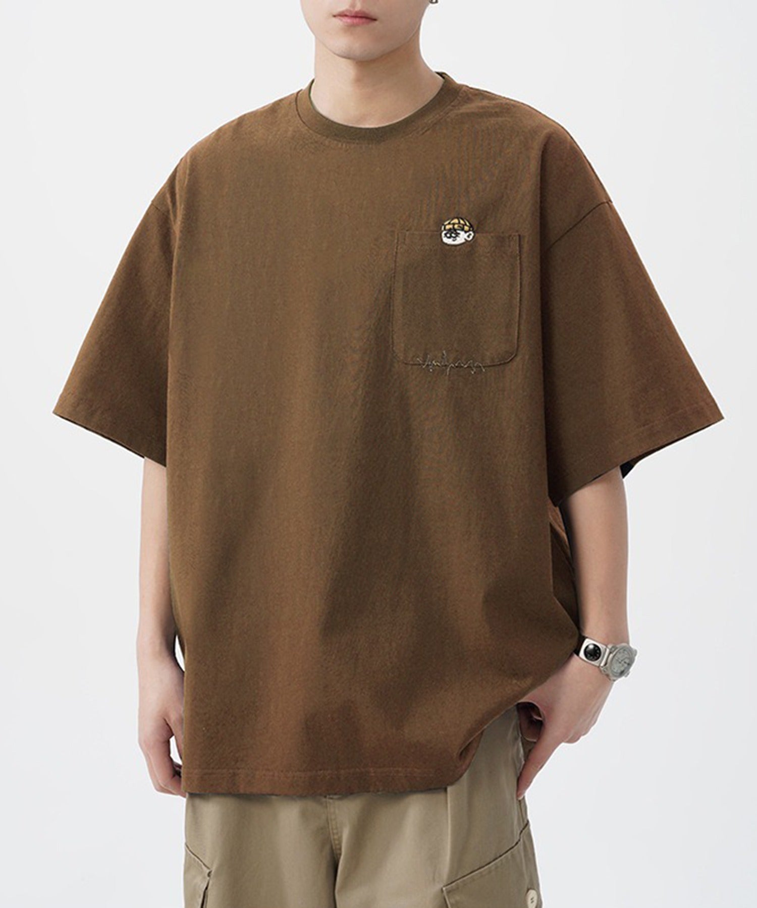 セットアップセブン SETUP7 半袖刺繍Tシャツ KNF （ブラウン） ブラウン